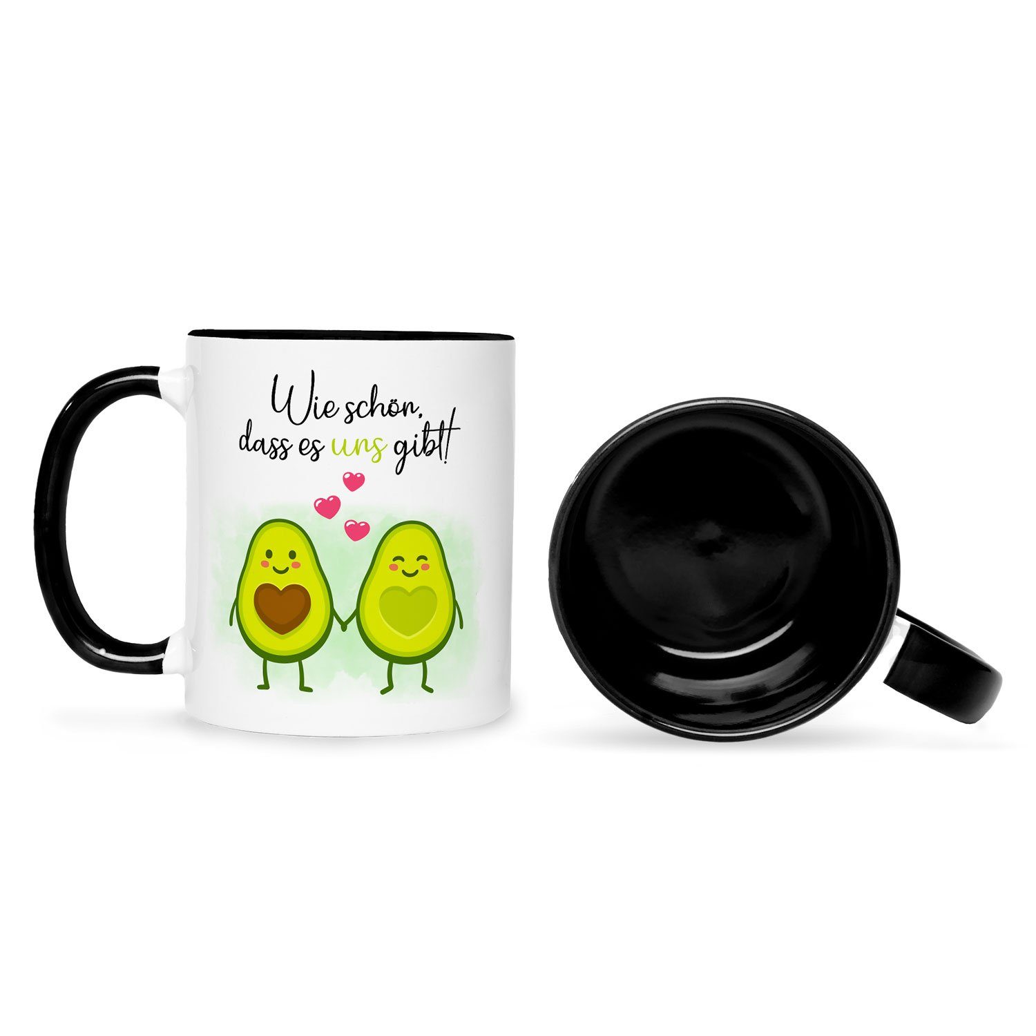 Avocado Love, Herzliche Tasse Liebling - Schwarz Partner - GRAVURZEILE Bedruckte Geschenke Keramik, mit Tasse für Spruch Liebesbeweis Weiß Geschenk