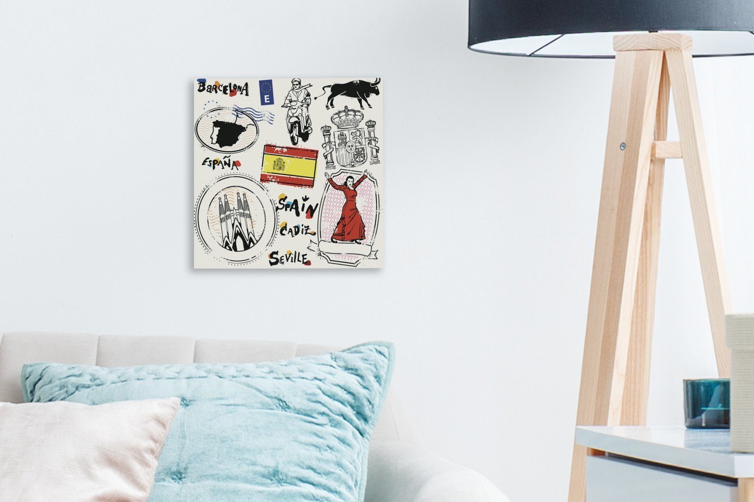 aus Wohnzimmer Illustrationen für Bilder OneMillionCanvasses® (1 Leinwandbild St), Schlafzimmer Spanien, Leinwand