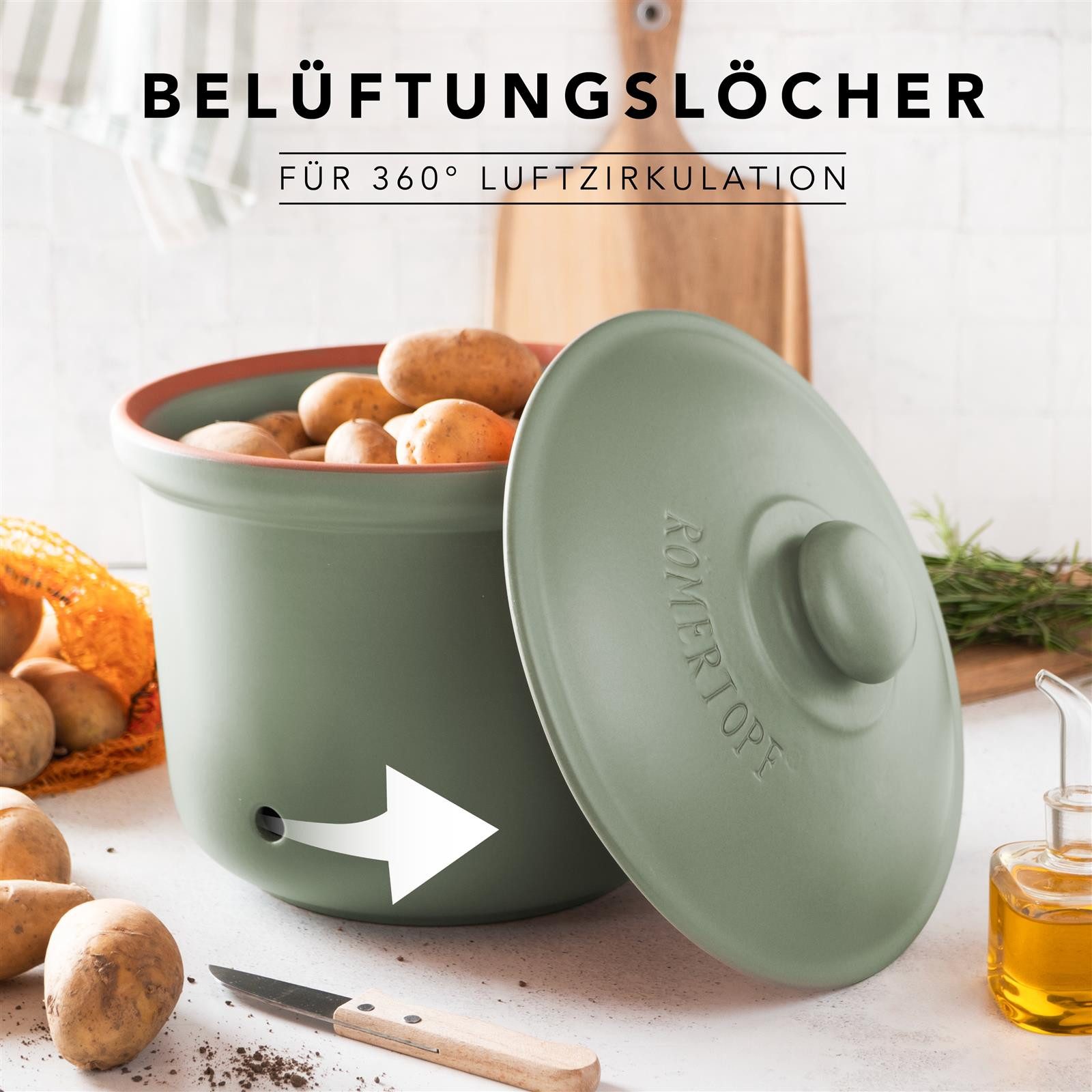 RÖMERTOPF Vorratsdose Frische-Topf MAXI PLUS - Kartoffeln Aufbewahrung 5,5 Liter, Keramik, (Frischetopf & Deckel)