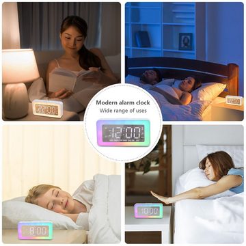 BlingBin Kinderwecker Wecker Digital RGB-Farbiger Wecker für Schlafzimmer Doppelalarm mit Wochentagen/Wochenende,USB-Ladeanschluss,Snooze