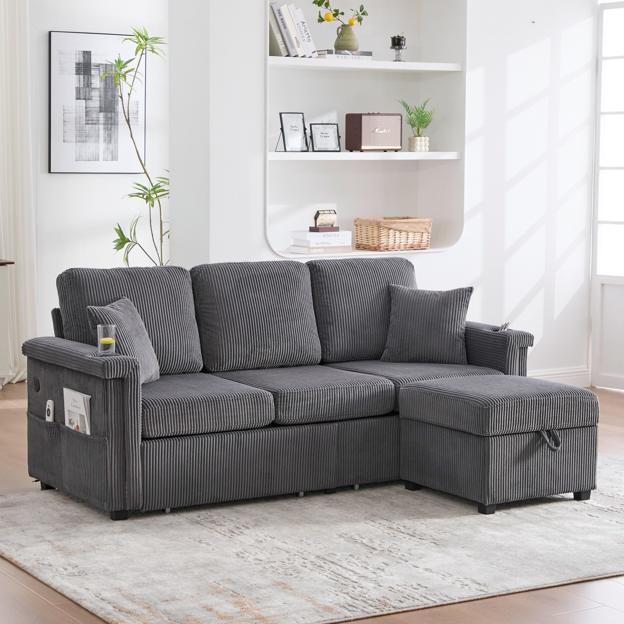 Odikalo 3-Sitzer Speichersofa Schlafsofa mit USB günstig online kaufen