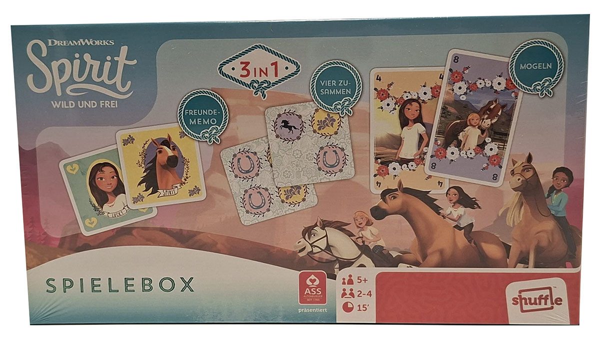 ASS Altenburger Spiel ASS 22505053 - DreamWorks - Spirit - 3 in 1 Spielebox, Freunde-Memo, V, DreamWorks - Spirit
