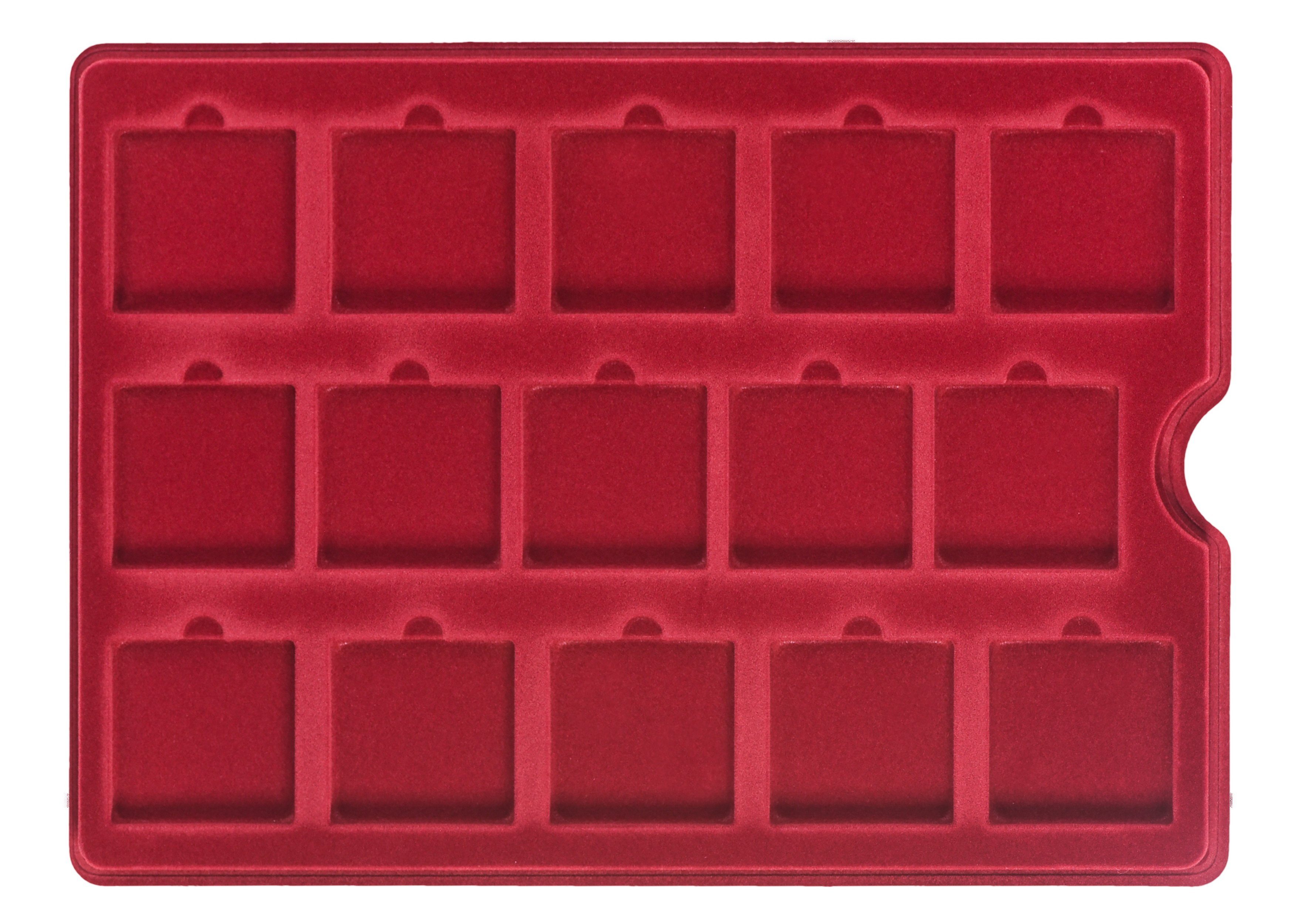 MC.Sammler Aufbewahrungsbox MC.Sammler Alu Münzkoffer frei bestückbar mit Münztableaus Ihrer Wahl, Tableau 15 Fächer-50x50mm
