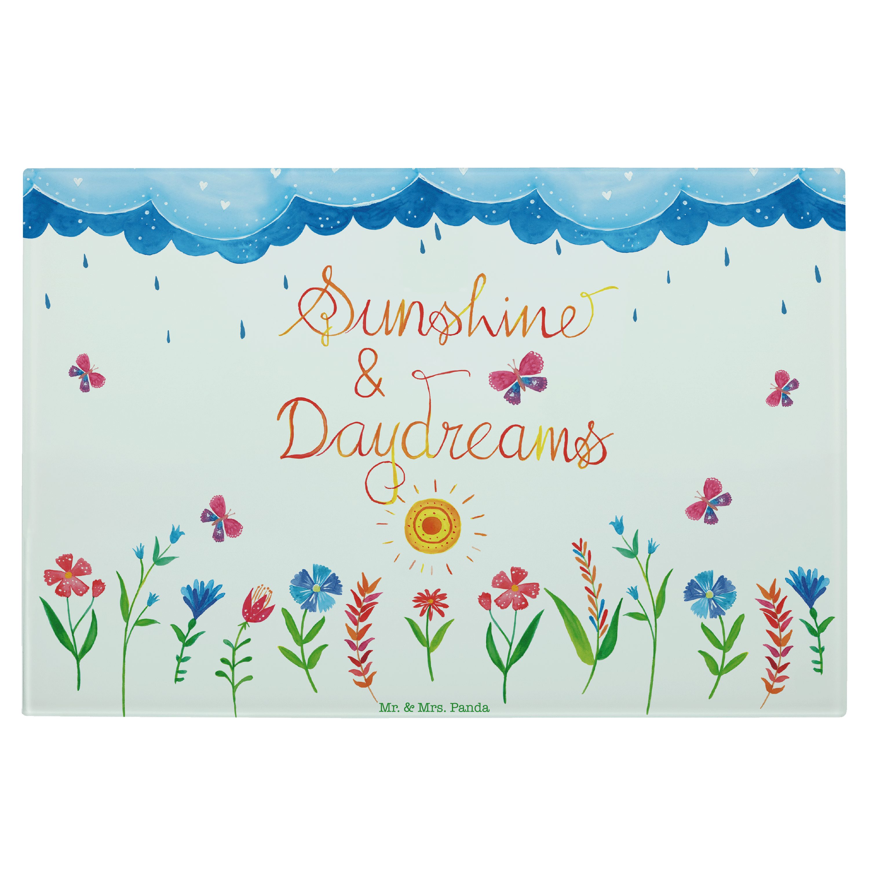 Mr. & Daydreams Mrs. Bo, Schneidebrett, Sunshine Premium Glas, (1-St) positive Servierbrett and Sommer, - Panda Geschenk