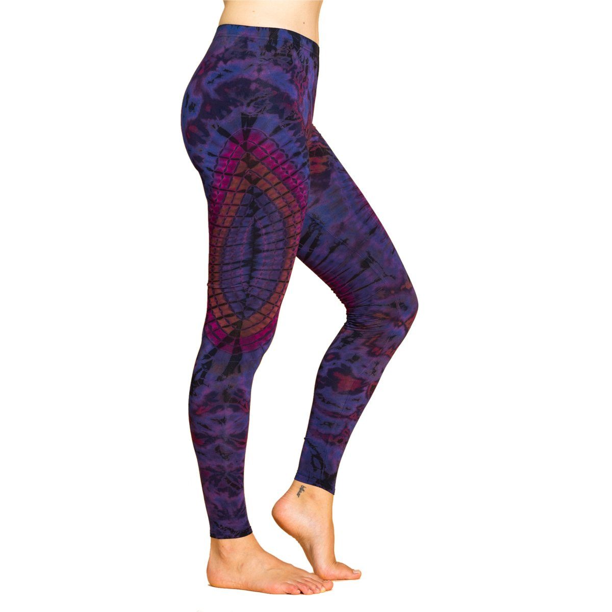 Batik Leggings Hippie purple aus Sportleggings Batik Leggings Tiedye Yogaleggings Leggings lange alternative 'Dschungel' PANASIAM TD17 Viskose Unikat natürlicher