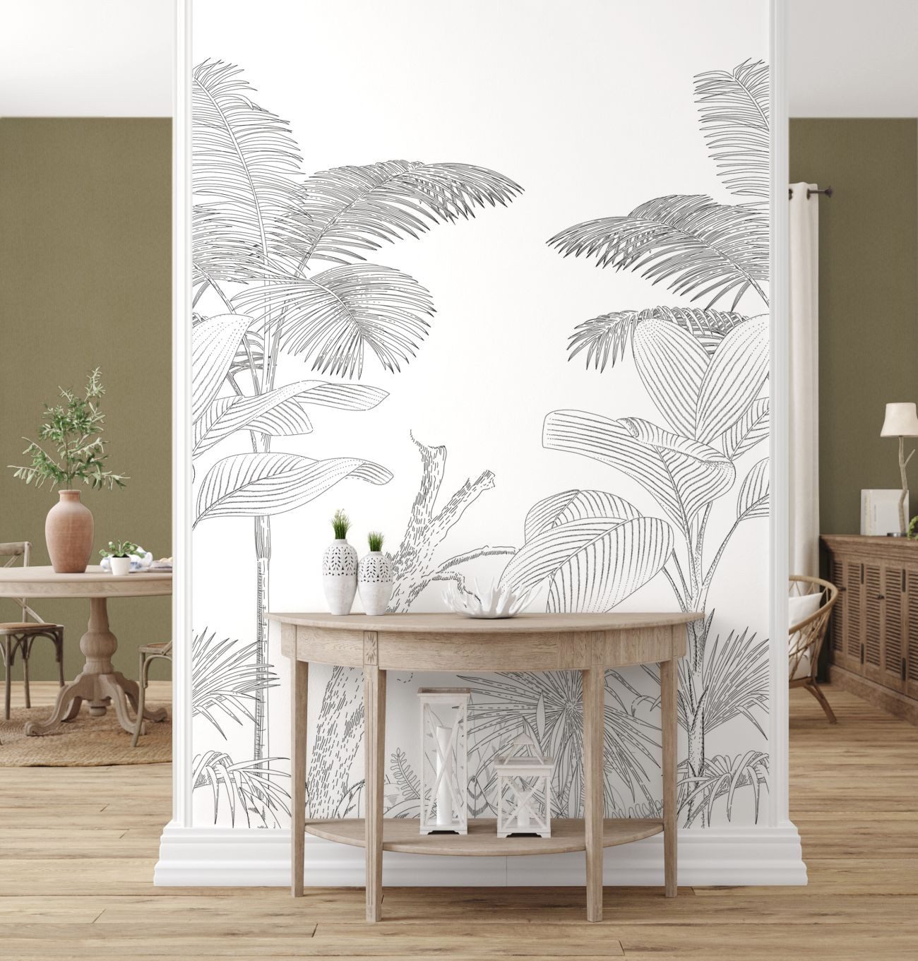 Tadessi Fototapete TADESSI Dschungel M1-No.11628 Tapete Palmen Schwarz Weiß günstig online kaufen