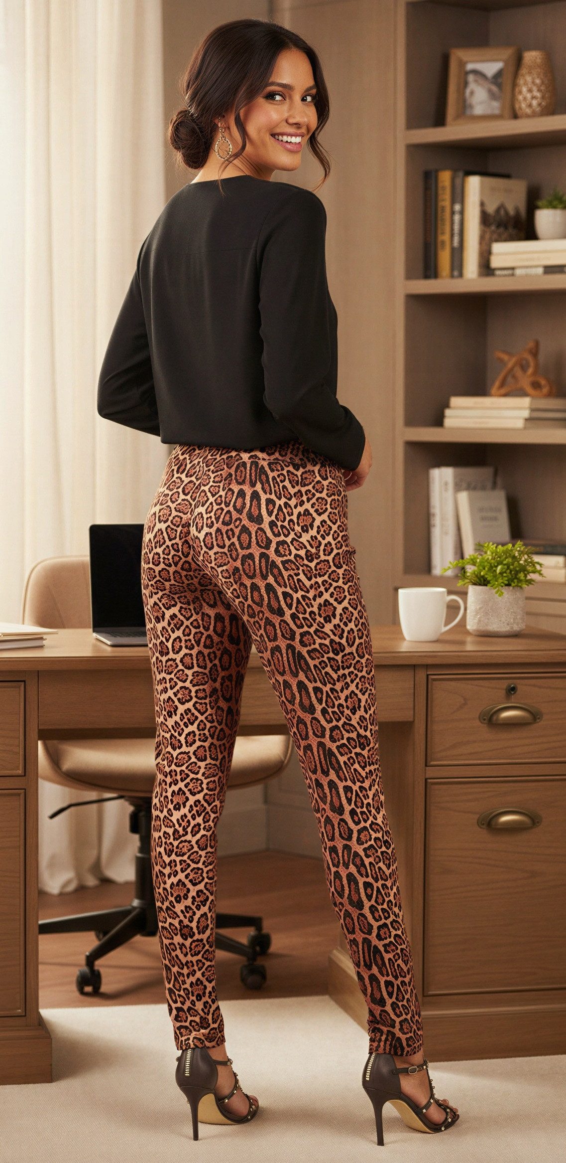 Bas Bleu Schlupfhose im Leoparden-Look, Jogpants Damenhose