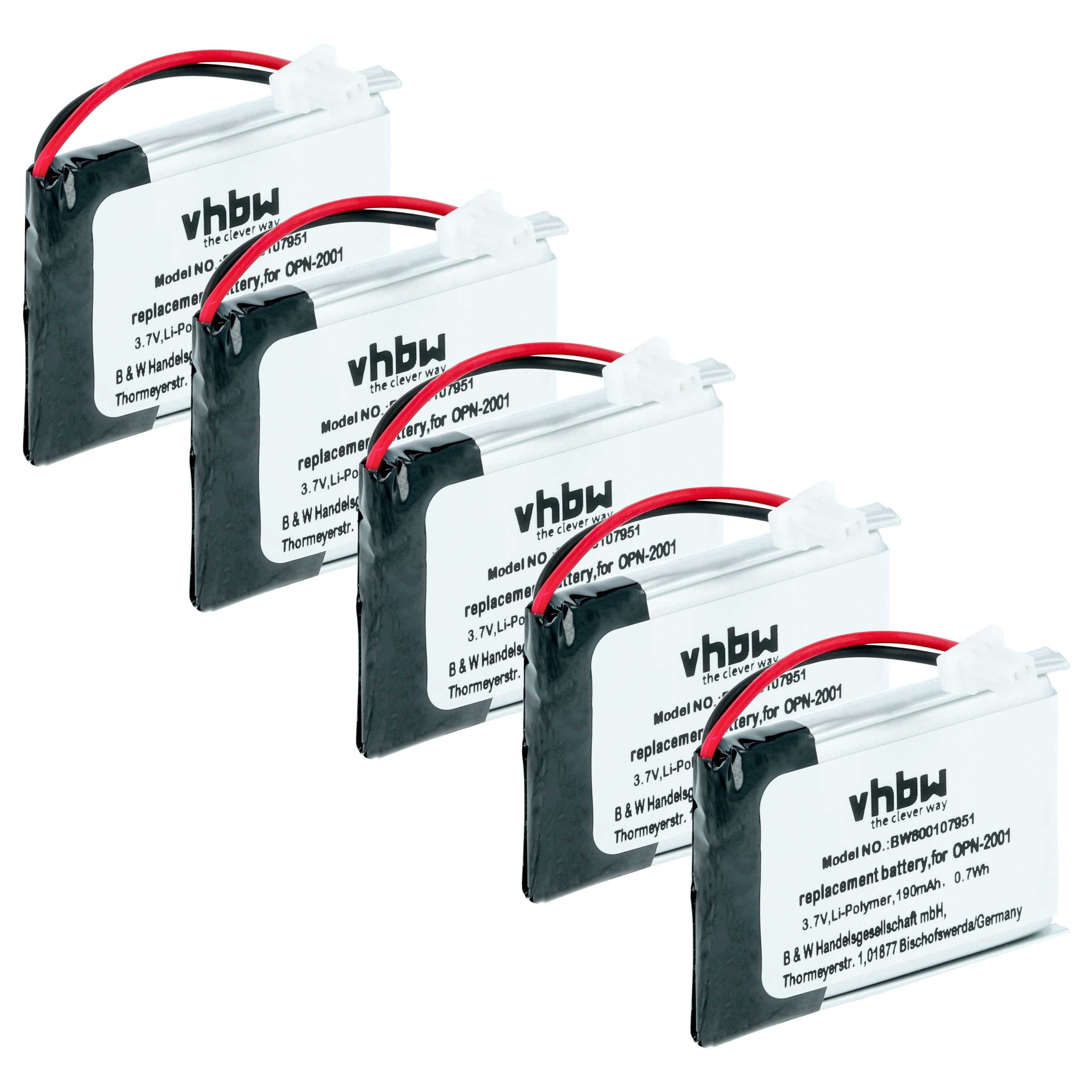 vhbw Akku passend für Opticon OPN-2001, OPN-2002, OPN-2003, OPN-2006, Akku Akku Li-Polymer 190 mAh (3,7 V, 5 St), Leistungsfähige Austausch-Akkus für POS-Gerät, Wiederaufladbar, Jede