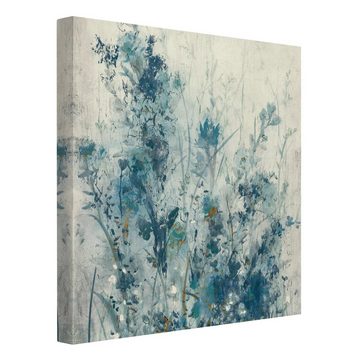 Bilderdepot24 Leinwandbild Blumen Modern Blaue Frühlingswiese grün Bild auf Leinwand Groß XXL, Bild auf Leinwand; Leinwanddruck in vielen Größen