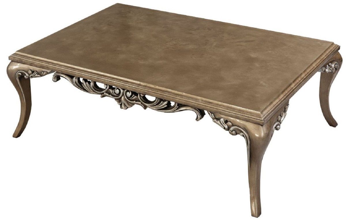 Casa Padrino Couchtisch Möbel - - Silber Barockstil Barock Barock Wohnzimmertisch im / Luxus Massivholz Couchtisch Braun Prunkvoller - Tisch Handgefertigter