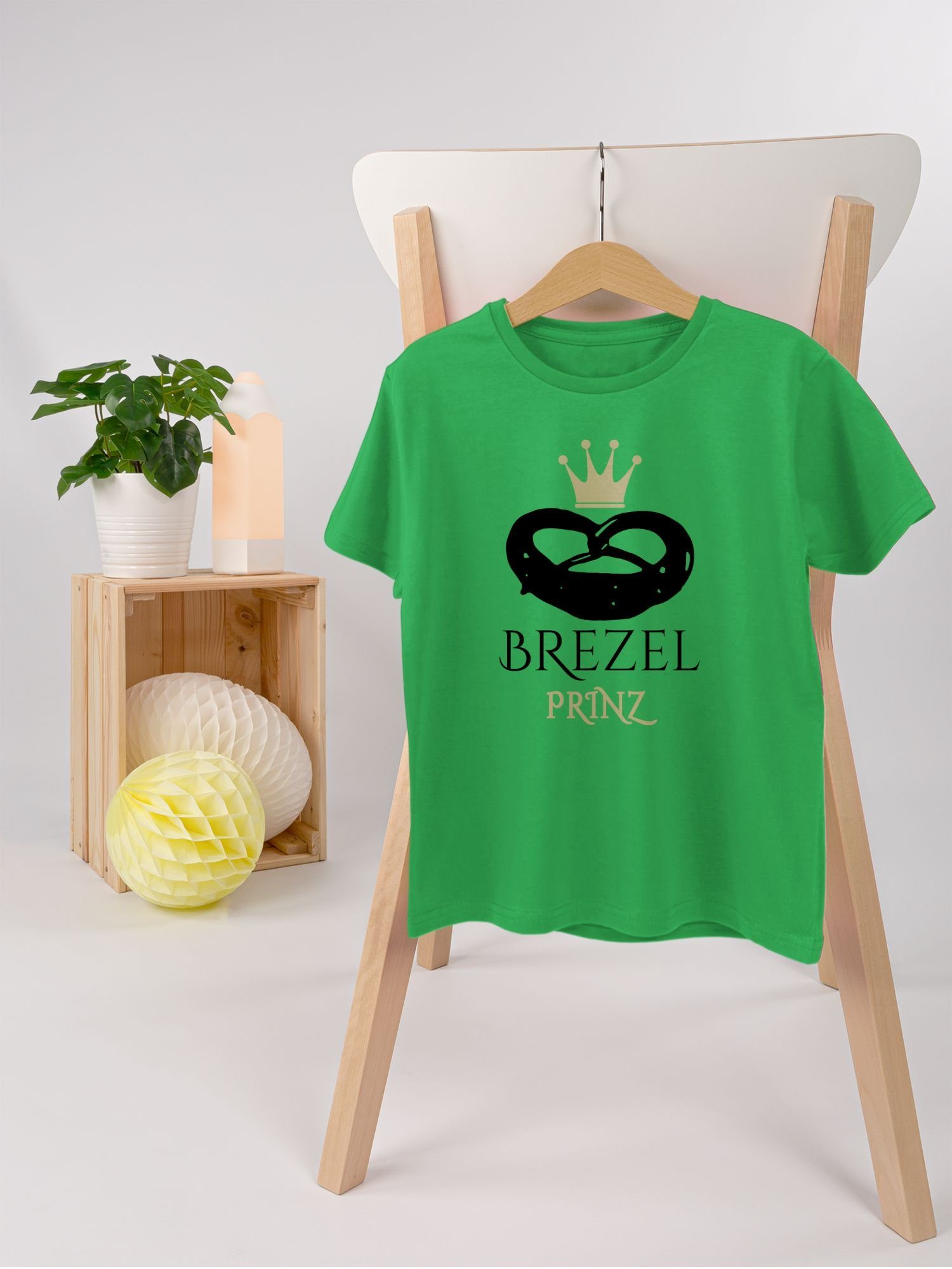 Outfit für Oktoberfest Grün Shirtracer Kinder Brezel 3 T-Shirt Mode Prinz