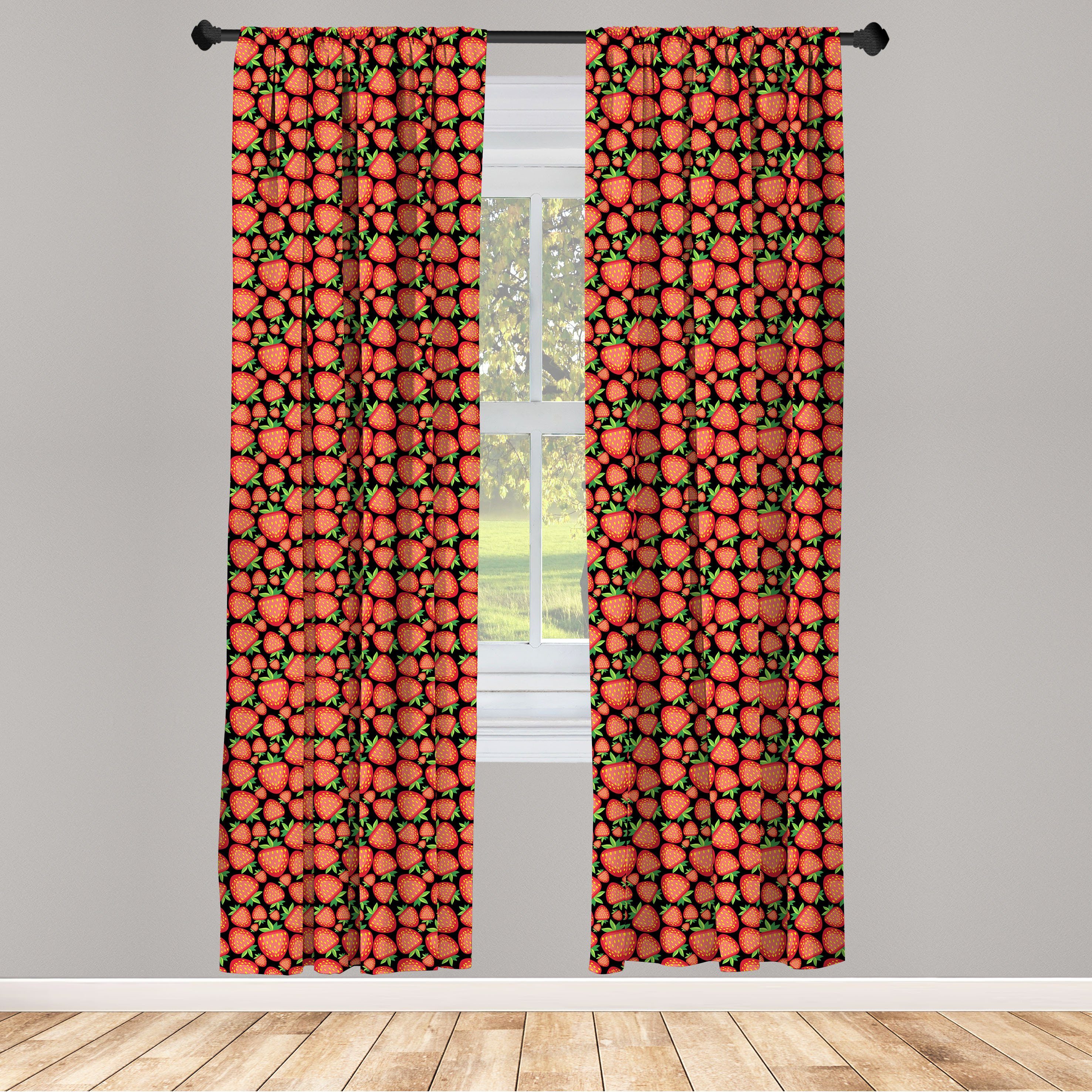 Gardine Vorhang für Wohnzimmer Schlafzimmer Dekor, Abakuhaus, Microfaser, Erdbeere Tropical Reife Frucht