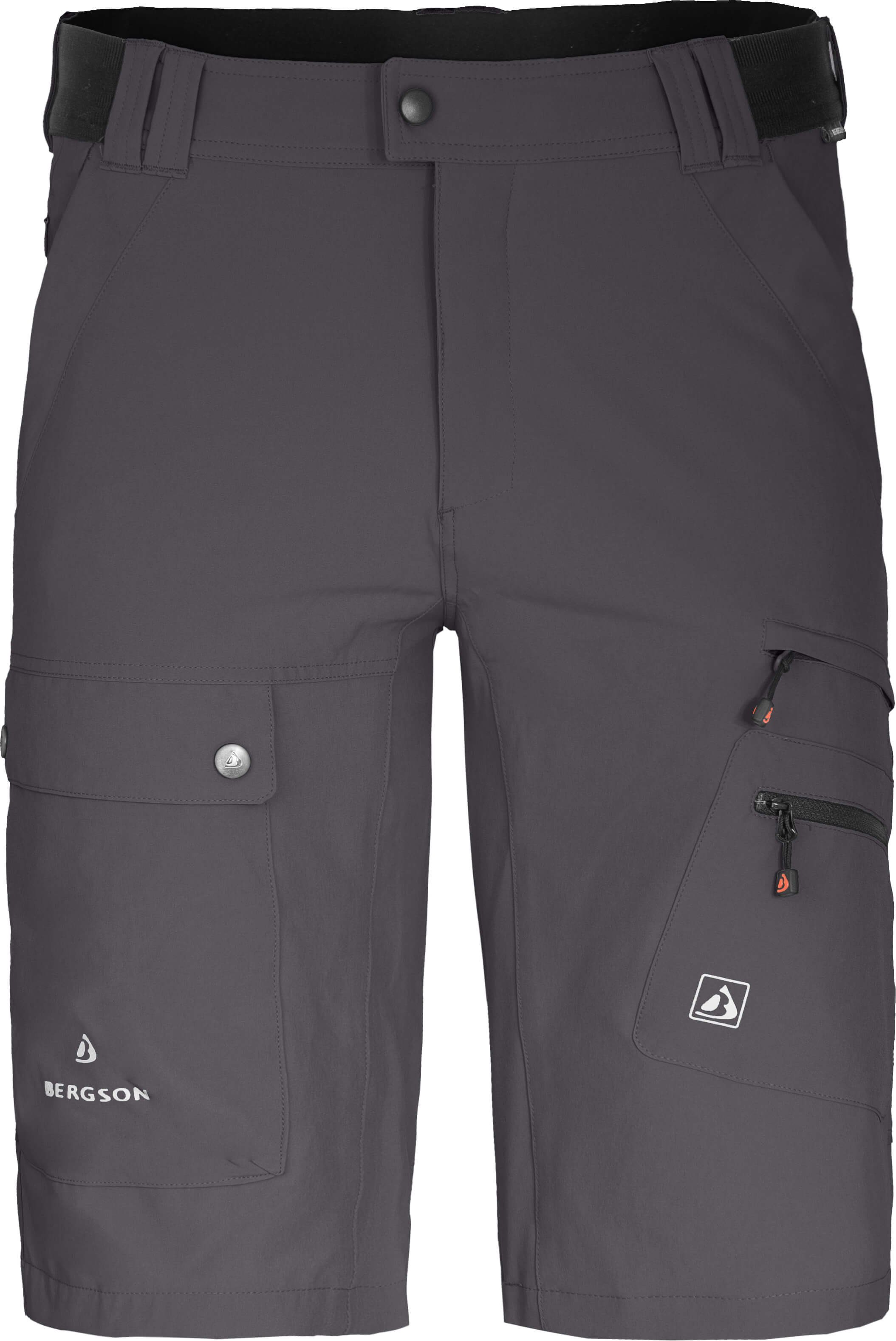 Bergson Outdoorhose FROSLEV Bermuda Herren Wandershorts, recycelt, elastisch, 8 Taschen, Normalgrößen grau