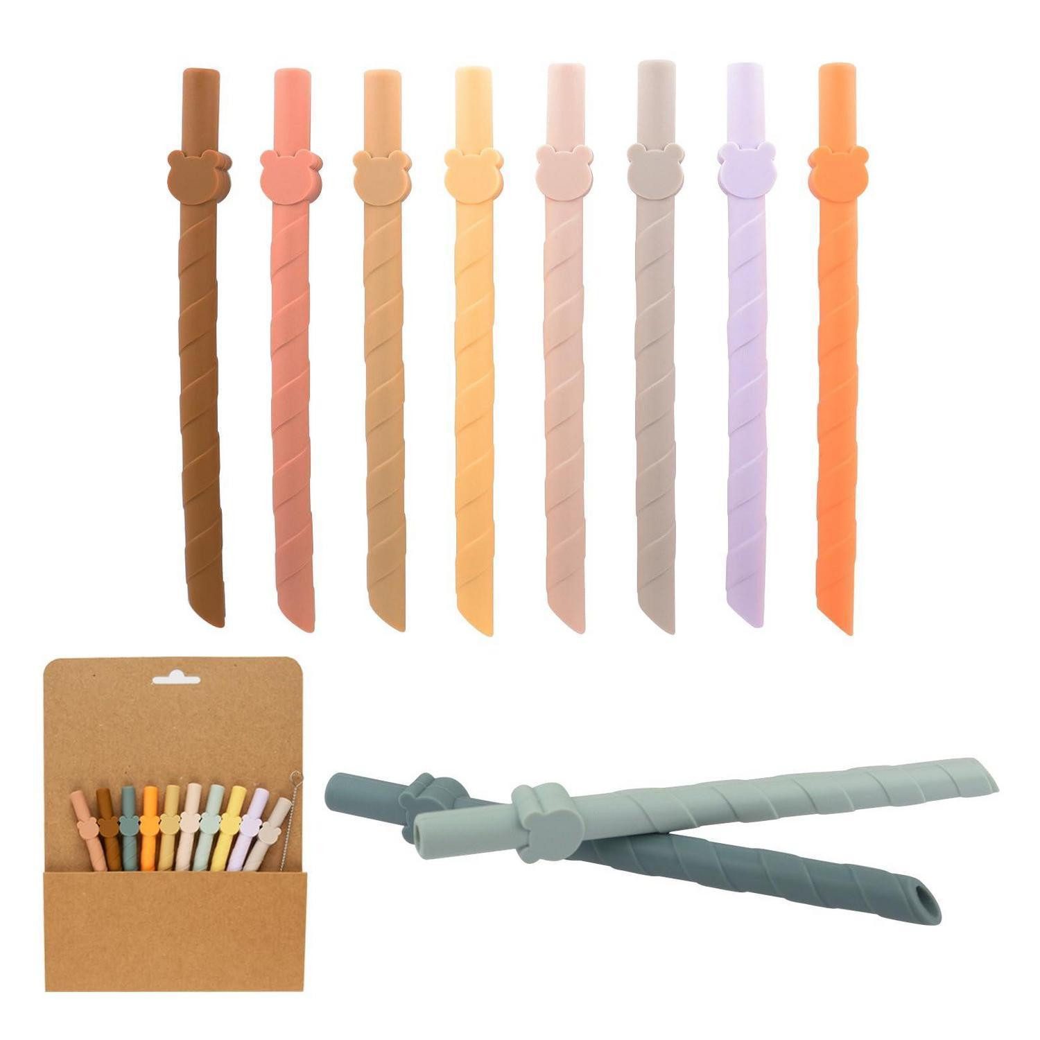 LuxusKollektion Trinkhalme Silikon Strohhalm Set 10 Stk 13,8cm