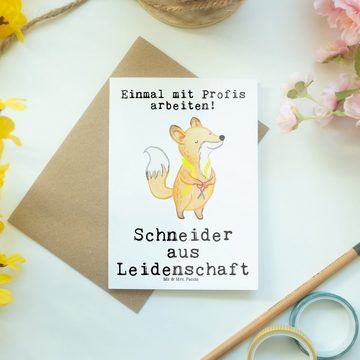 Mr. & Mrs. Panda Grußkarte Schneider Leidenschaft - Weiß - Geschenk, Grußkarte, Kollegin, Mitarb, Matte Innenseite