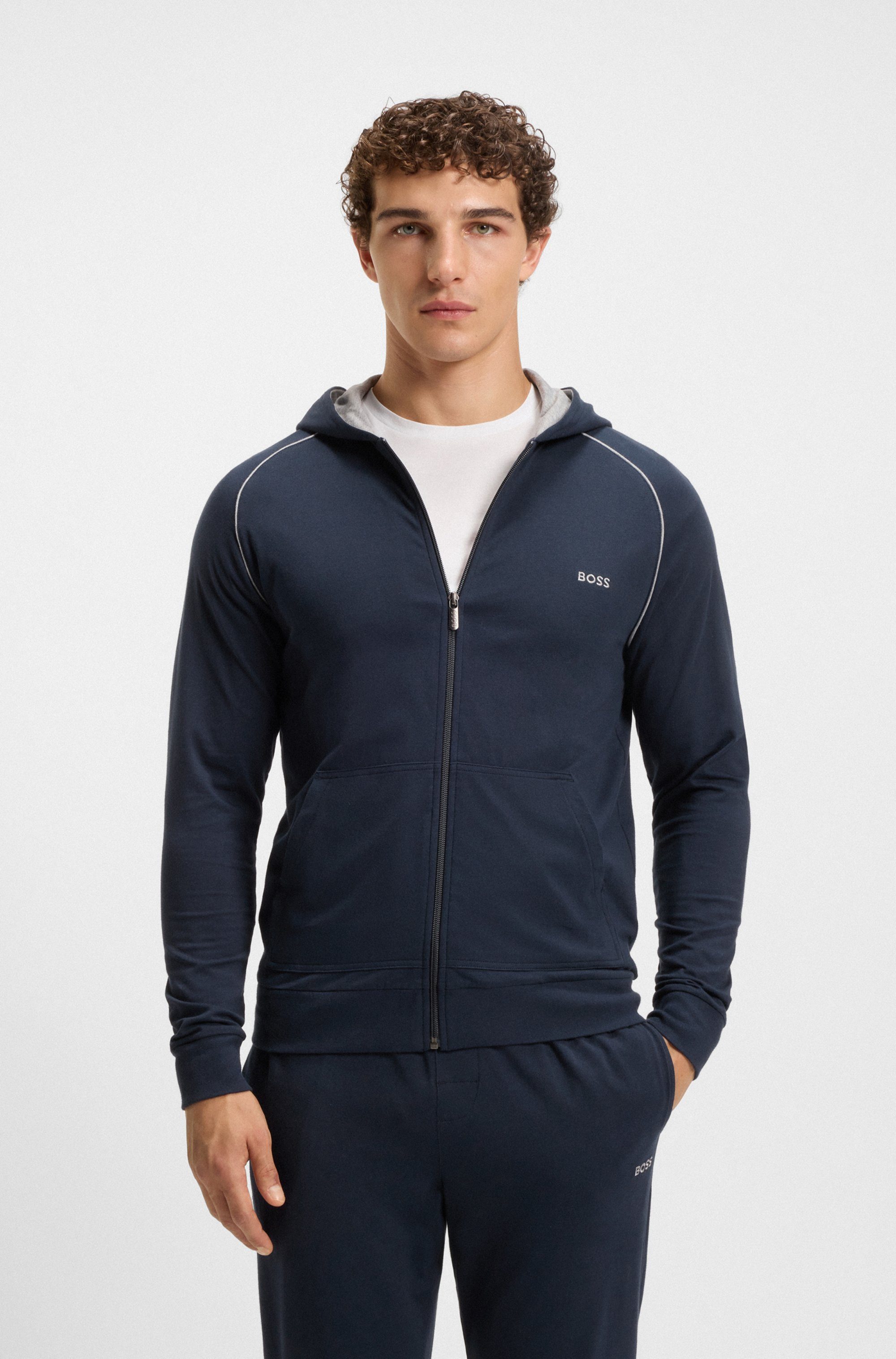 BOSS Kapuzensweatjacke Mix&Match Jacket H mit BOSS Stickerei auf der Brust günstig online kaufen