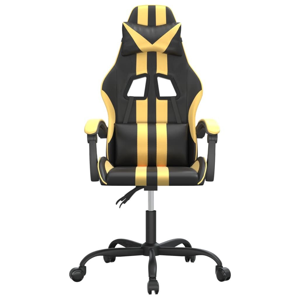 furnicato Gaming-Stuhl Kunstleder Schwarz Gold 57,5x59,5x(121-131) cm (1 St), Ergonomischer Spielstuhl mit USB-Anschluss und verstellbarer Lehne