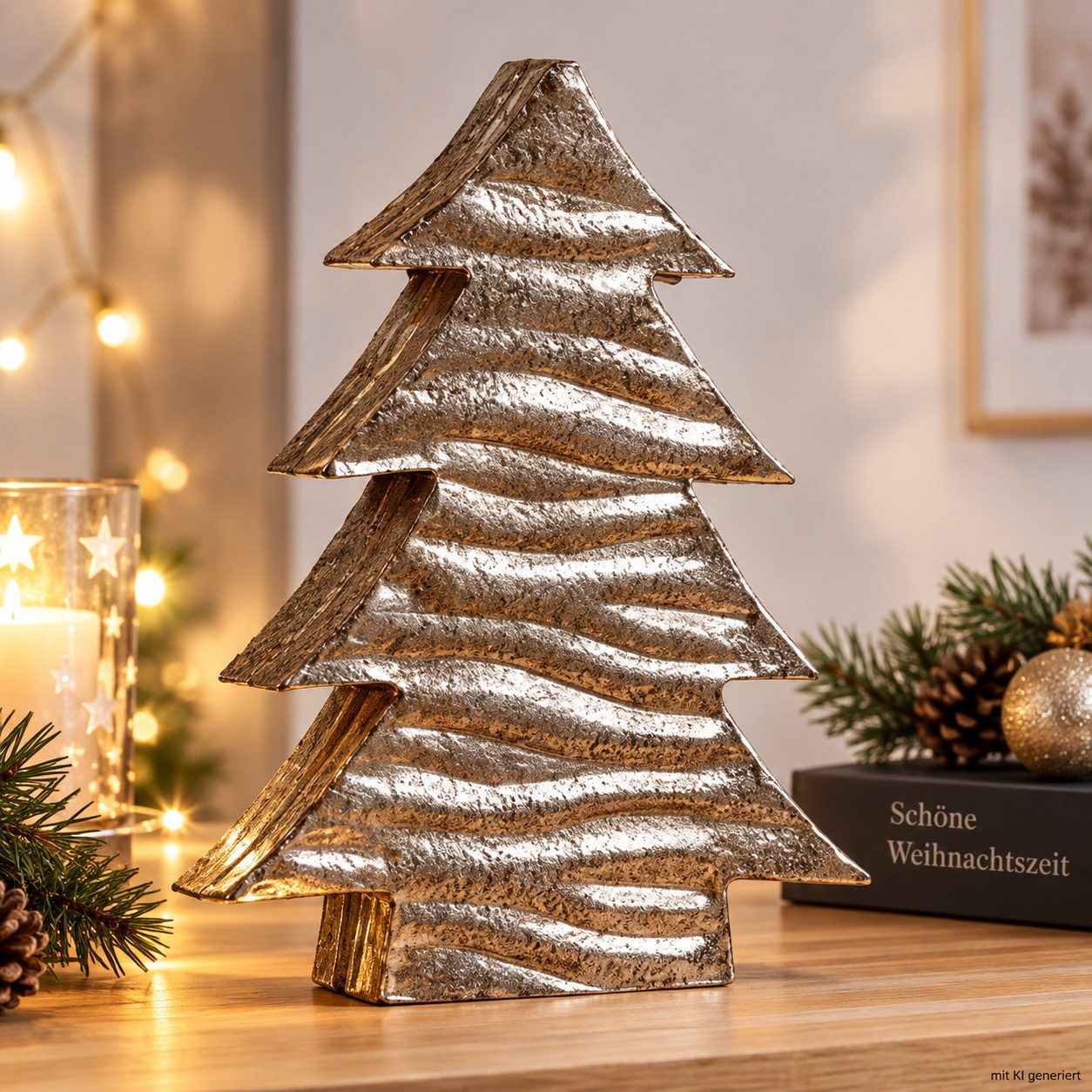 Weltbild Dekofigur Dekofigur Tannenbaum Metall Advent Weihnachten Deko Figur Metal Tree, Weihnachtsdeko Wohnungsdeko Winterdeko Tischdeko Christbaum
