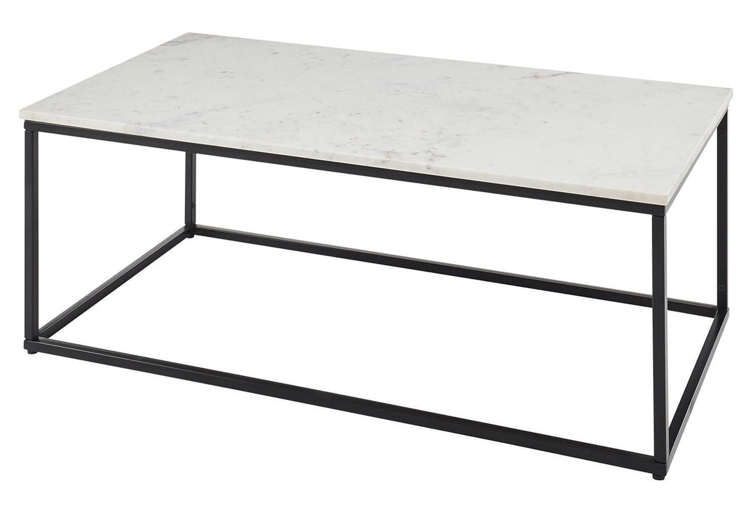 Stolkom Sp.z.o.o. Couchtisch TAURI, Weiß, Schwarz, Marmor, Metall, Tischplatte aus Marmor, B 120 x H 46 x T 60 cm