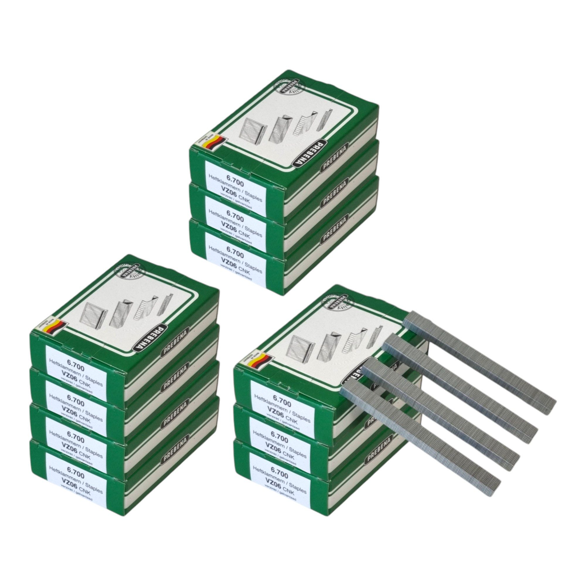 Prebena Krampen 10x VZ06CNK Heftklammer 10,5 x 6 mm Typ VZ 67000 Stück Stahl verzinkt