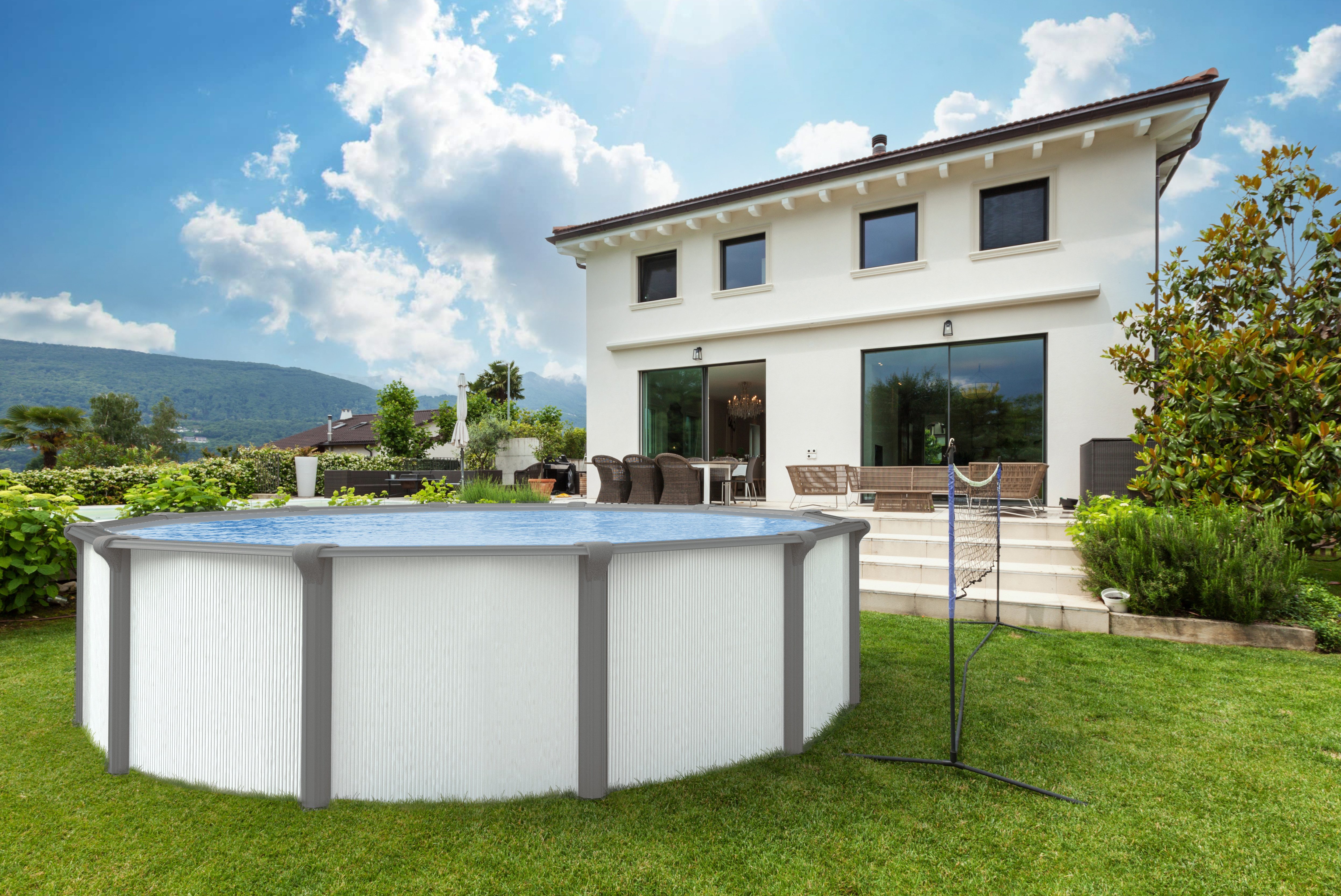KWAD Rundpool Green line Evolution (Komplett-Set, 10-tlg), 3,6x1,32 white- design Folie in blau, sand oder grau erhältlich