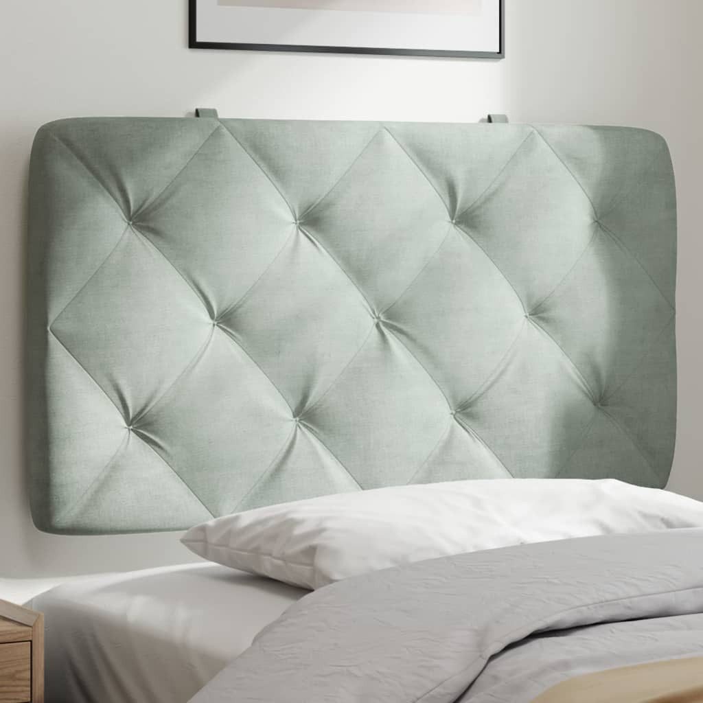 vidaXL Bett Kopfteil-Kissen Hellgrau 80 cm Samt (1-tlg)