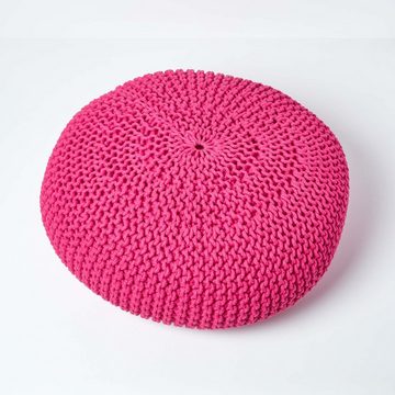 Homescapes Pouf Großer Strickpouf 100% Baumwolle, pink