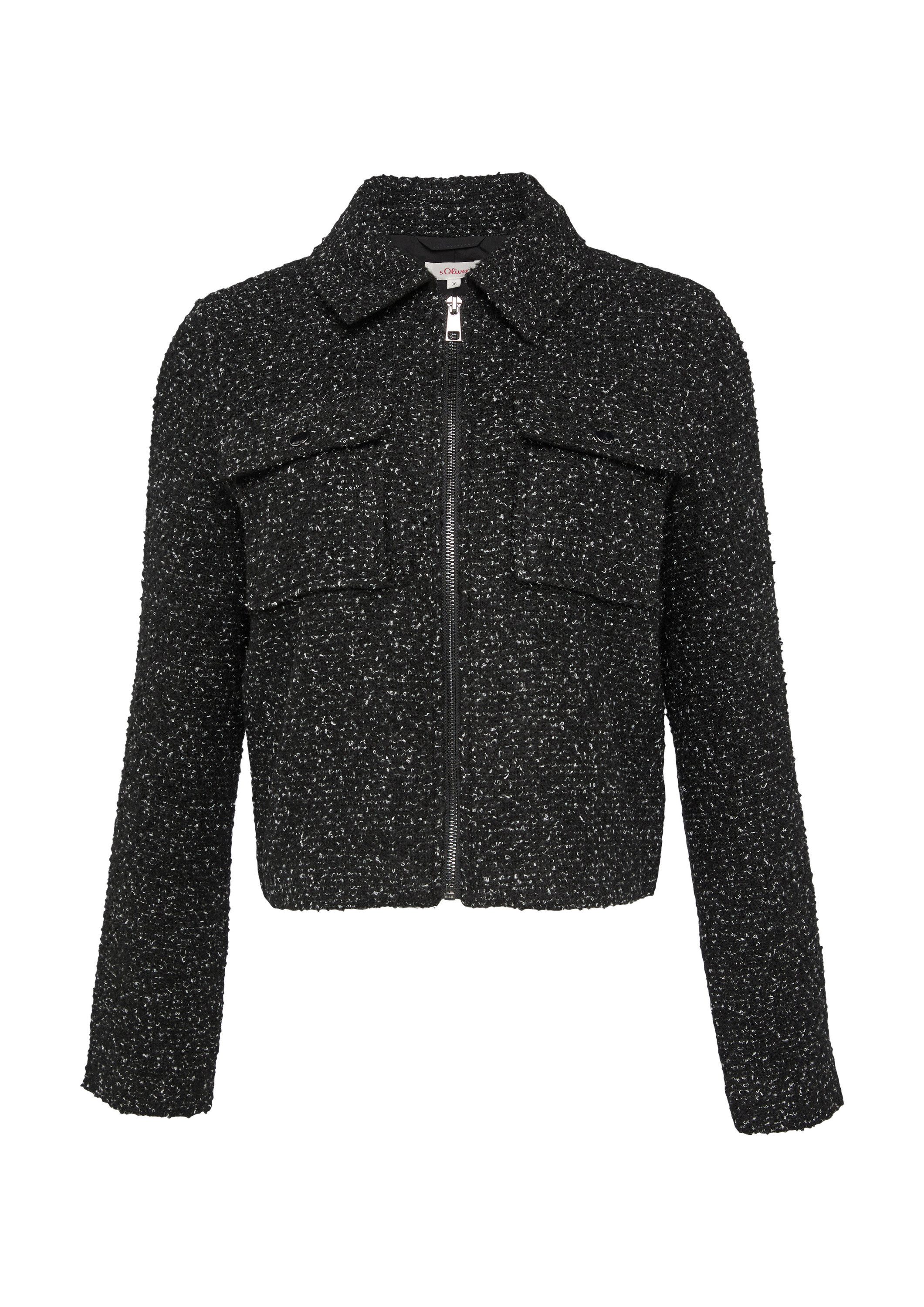 s.Oliver Funktionsjacke Indoor-Jacke Kurze Boucléjacke mit aufgesetzten Tas günstig online kaufen