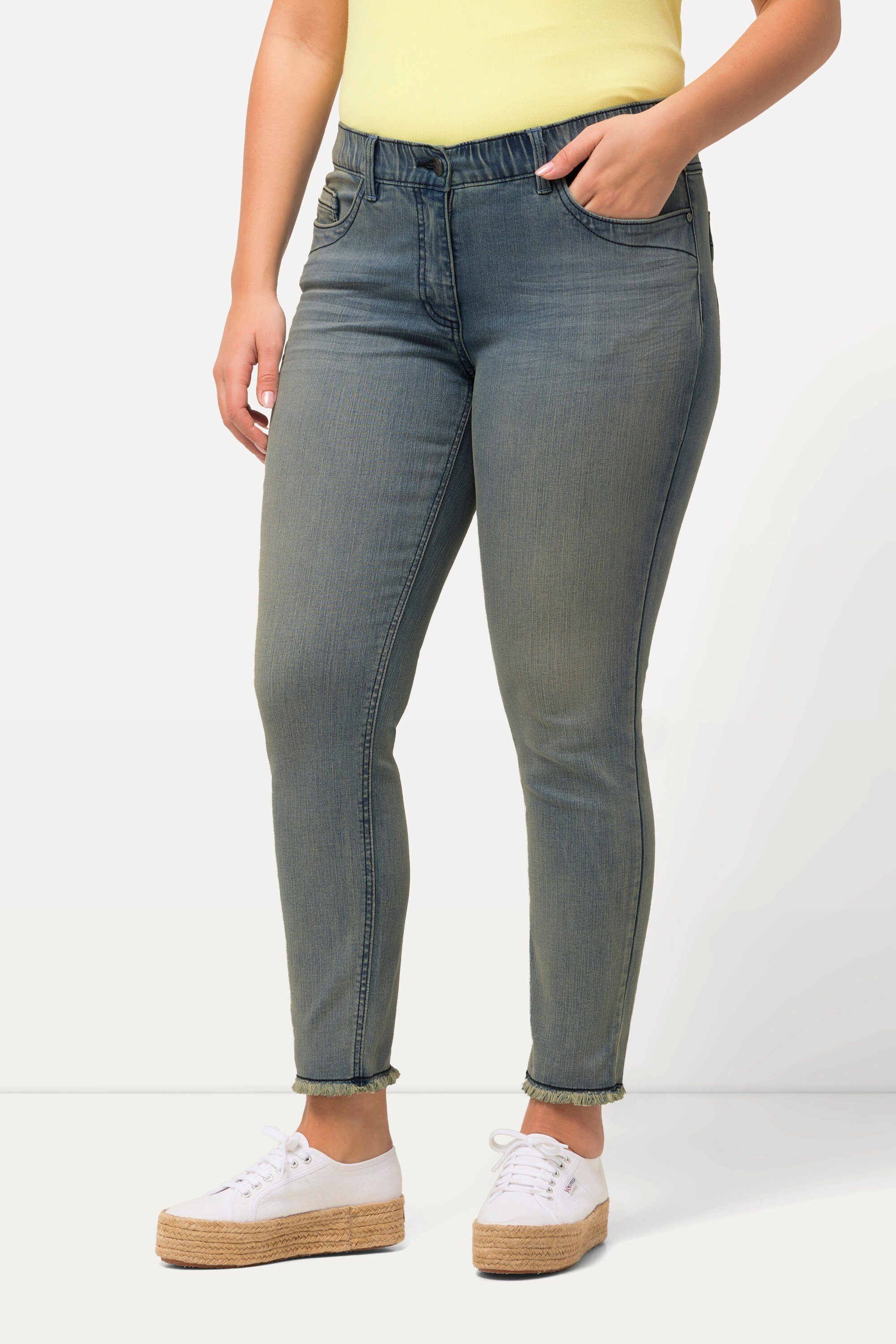 Ulla Popken 5-Pocket-Jeans Jeans Sarah Fransensaum günstig online kaufen