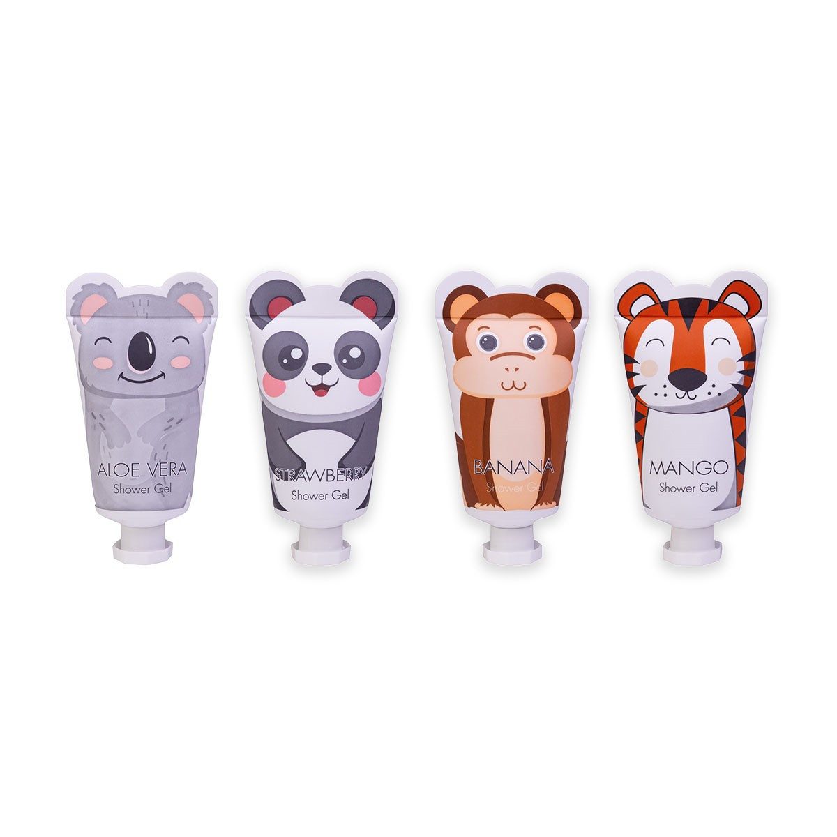 ACCENTRA Körperpflegemittel Duschgel ANIMALS 2 Kinder Pflegedusche mit Ohren Motiv, 24-tlg., parabenfrei sles-frei vegan