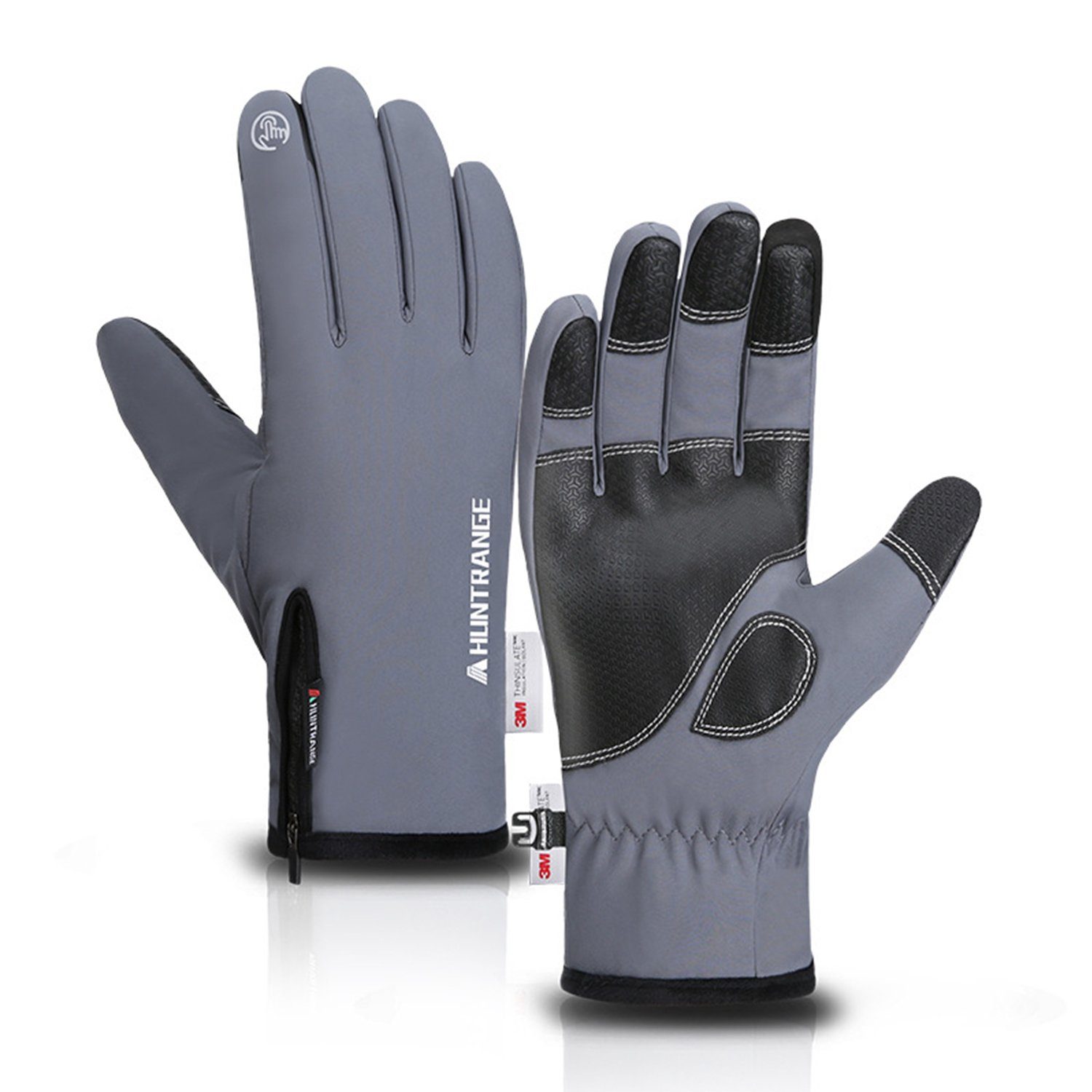 MAGICSHE Skihandschuhe Touchscreen Handschuhe Winter Warme Winddichte Grau