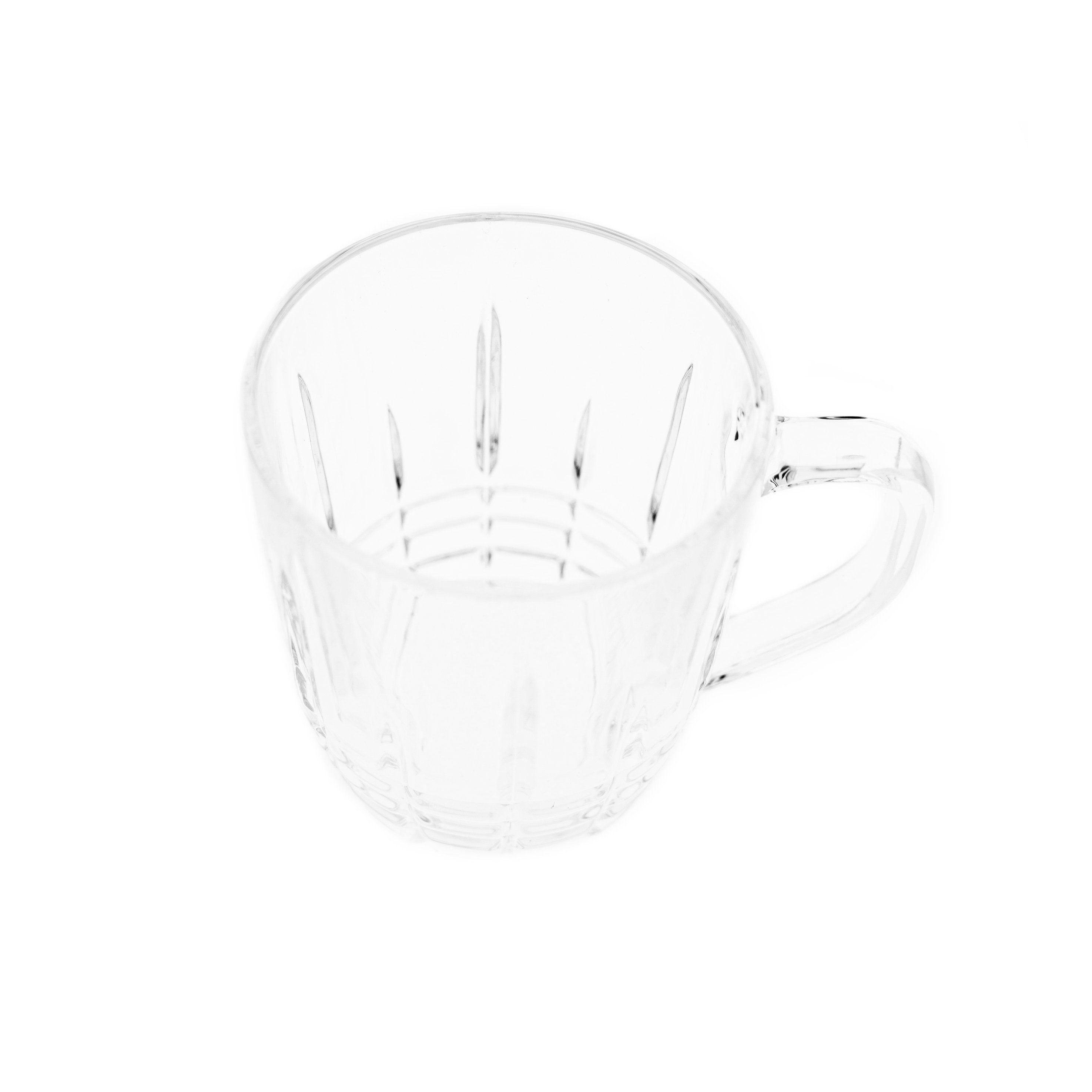 Almina Teeglas 6er-Gläser Set mit Henkel Teeglas Kaffeeglas Transparent mit Design, 6-tlg.