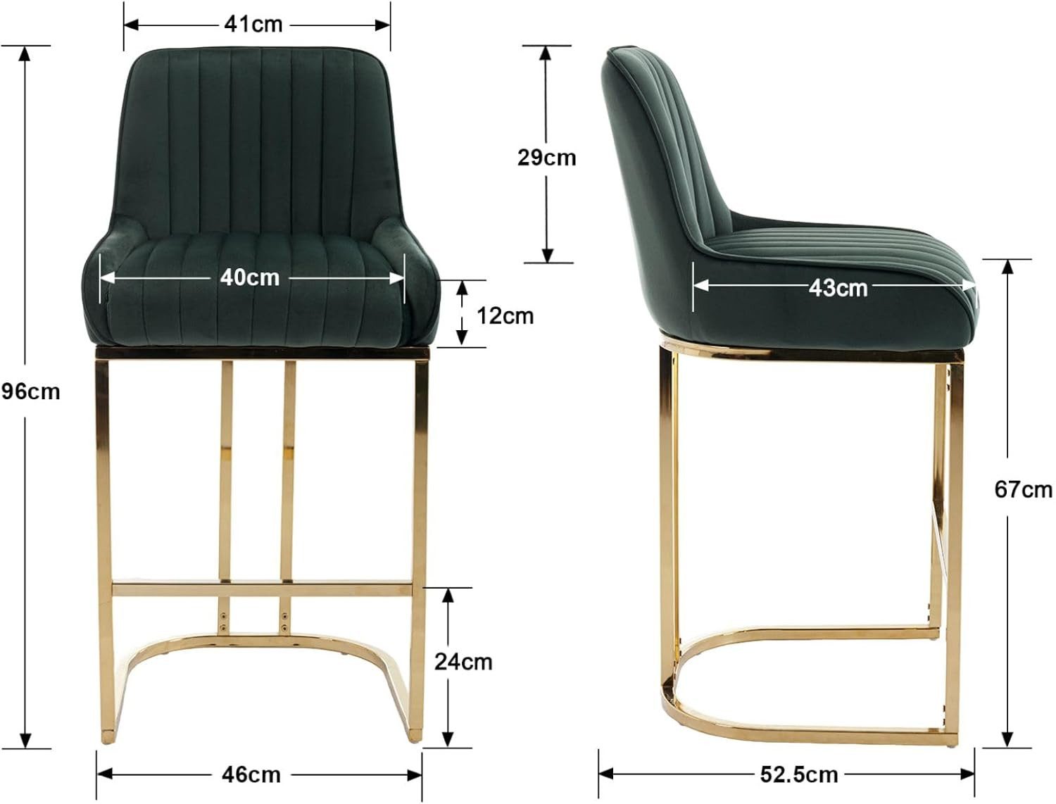 CHAIRUS Barhocker mit Goldfüßen & Rückenlehne für Kücheninsel oder Hausbar (2 St), Küchenhocker, Barstuhl, Sitzhöhe 67cm