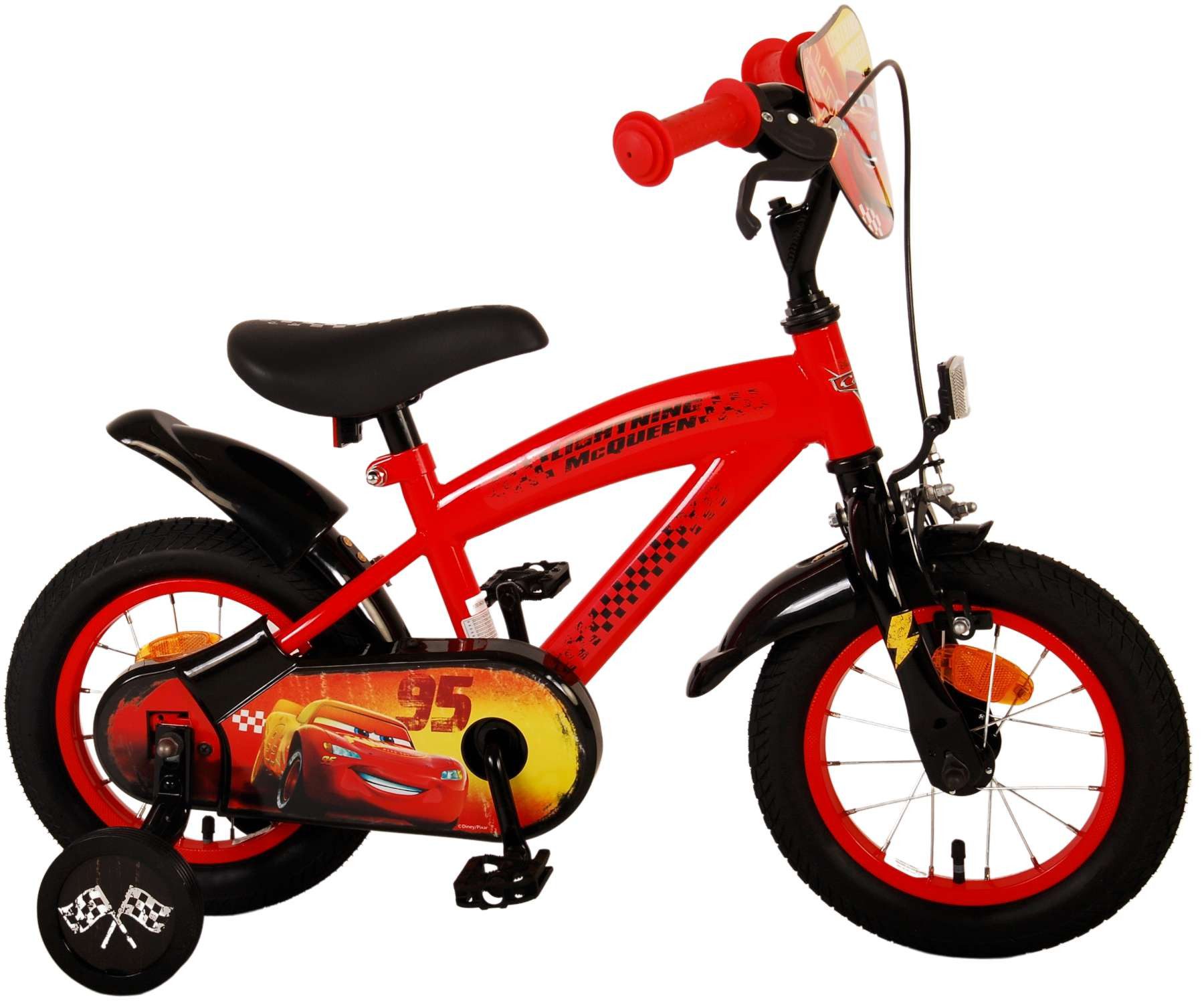 Disney Cars Kinderfahrrad Jungen - Lightning McQueen - Rot - verschiedene Größen - bis 60 kg, Luftbereifung, einstellbare Lenkerhöhe, Rücktrittbremse, Stahlfelgen