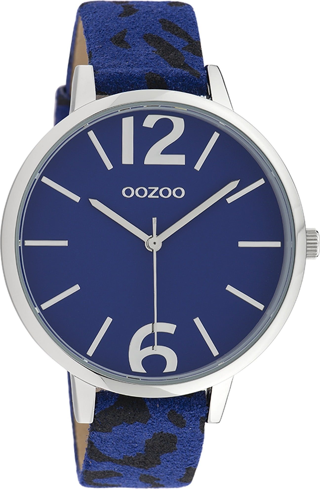 Oozoo Quarzuhr groß Laufwerk Armbanduhr Japanisches (ca. Lederarmband, Timepieces Damenuhr Damen Analog, OOZOO Fashion-Style, 43mm) rund,