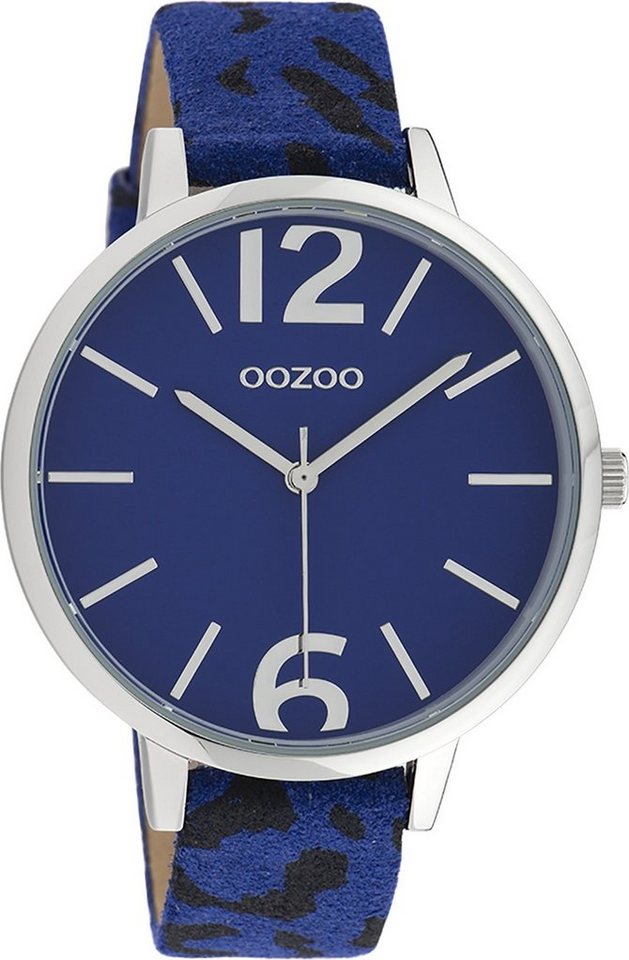 OOZOO Quarzuhr Oozoo Damen Armbanduhr Timepieces Analog, Damenuhr rund,  groß (ca. 43mm) Lederarmband, Fashion-Style, Japanisches Laufwerk