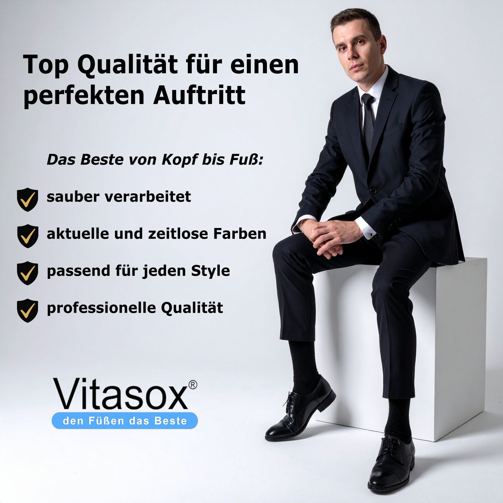 Vitasox Businesssocken Herren Business Socken 6 Paar - komfortabel und elegant (6-Paar) nahtfrei und atmungsaktiv