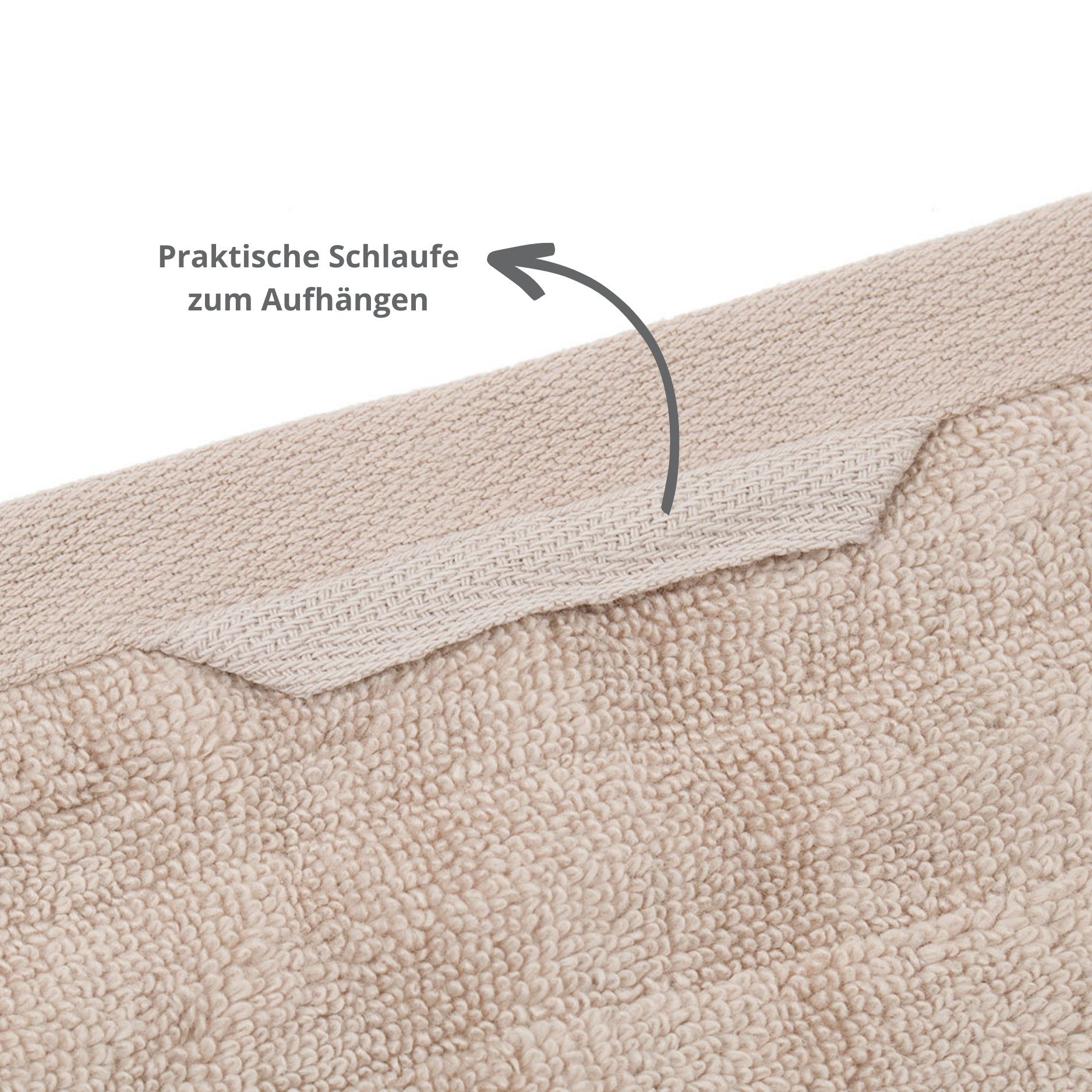 liebling Gästehandtuch Luxus Bio Baumwolle, formstabil, weich, voluminös, mit praktischee Schlaufe zum Aufhängen