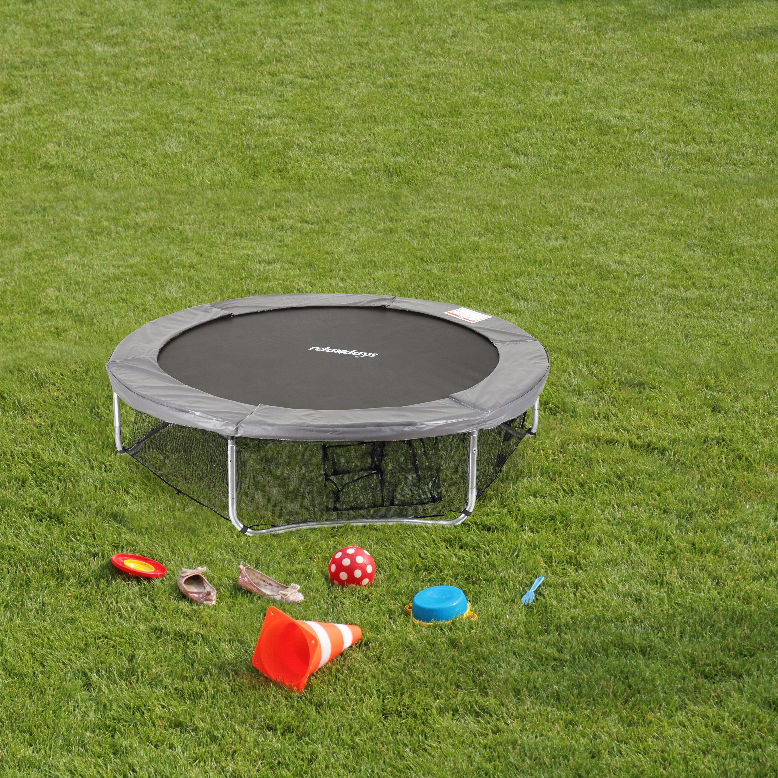 relaxdays Gartentrampolin Rahmennetz Trampolin, Ø 183 cm, 182 cm