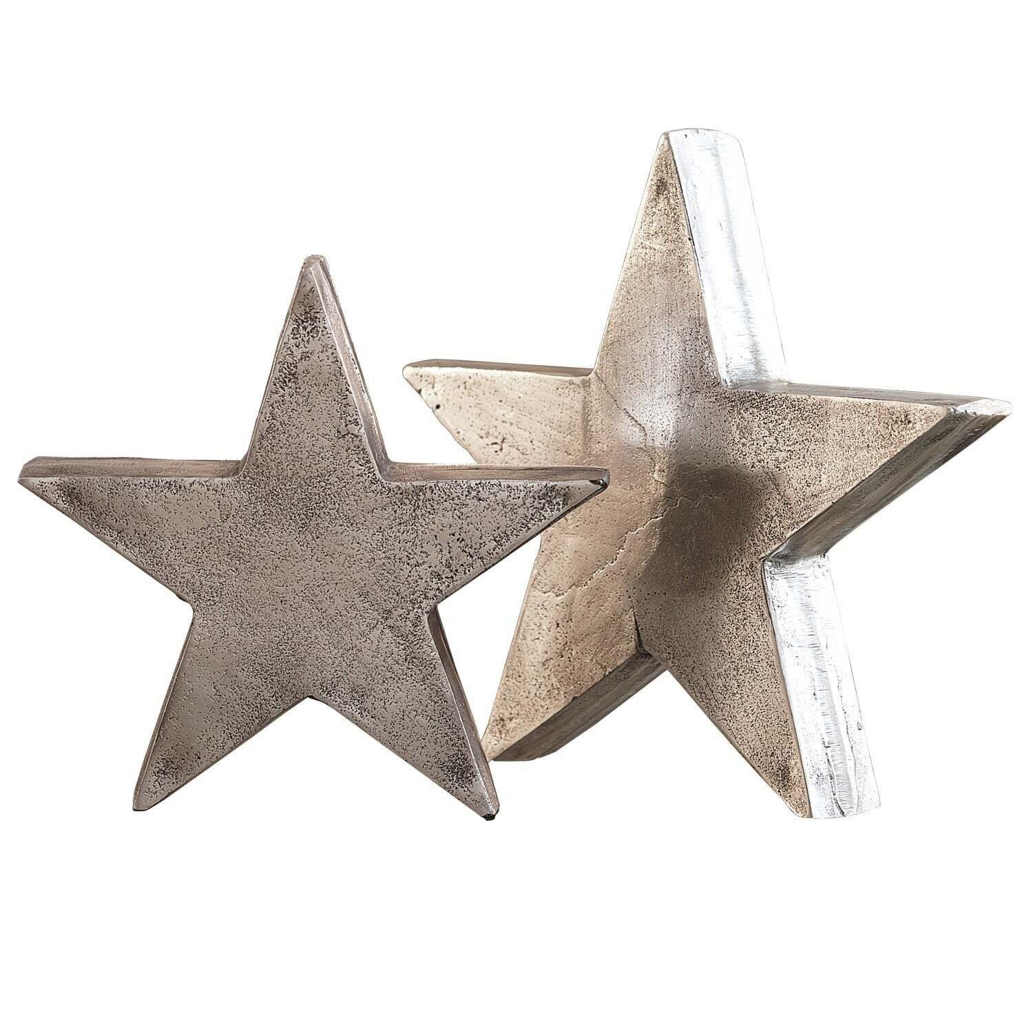 Mirabeau Weihnachtsfigur Deko-Sterne 2er Set Big Star antiksilber (2er Set, 2er Set)