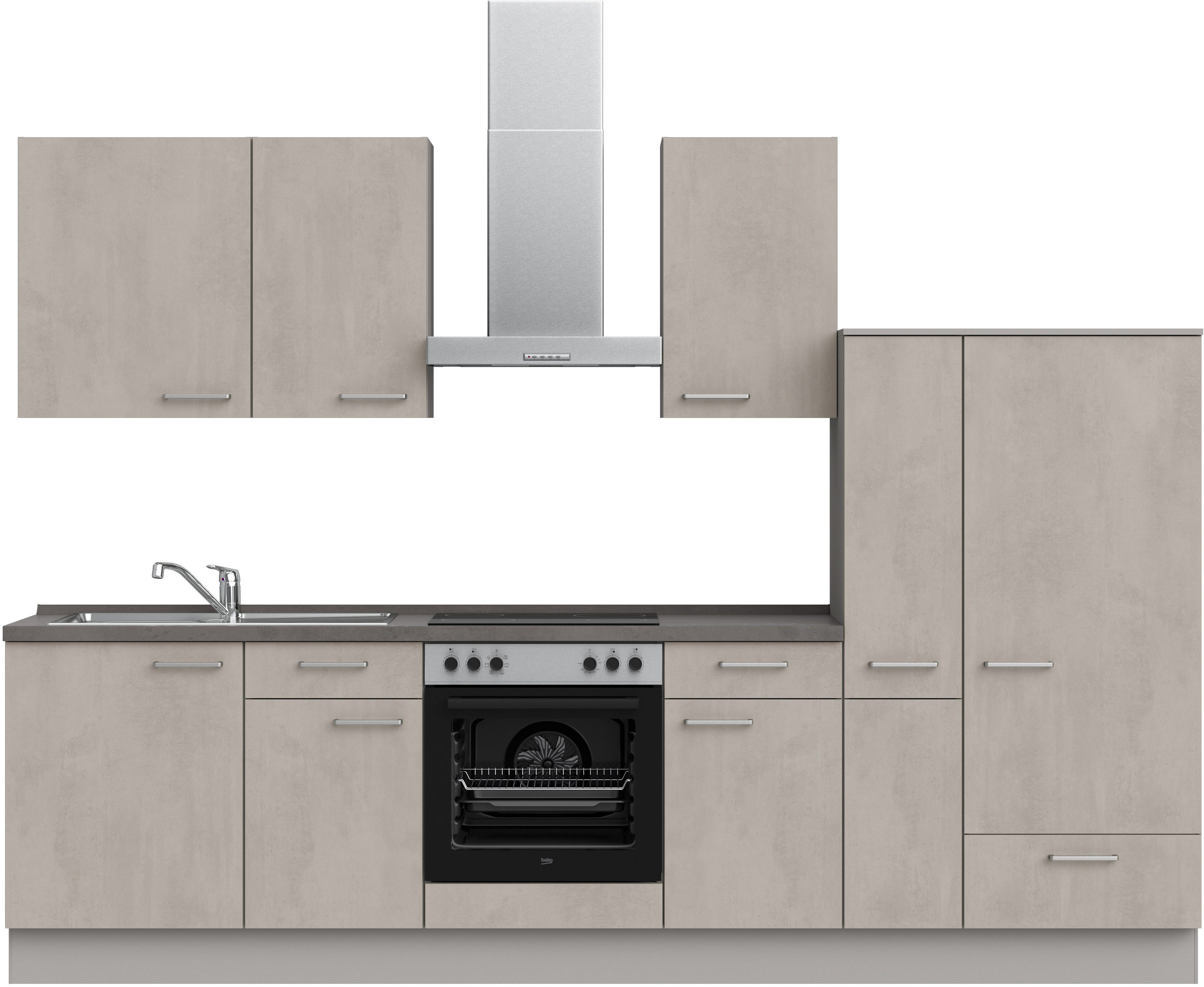 nobilia® Küchenzeile "Riva I", NEU: individuell anpassbar mit gratis Profi-Beratung, vormontiert, Breite 300 cm, Ausrichtung wählbar, wahlw. mit E-Geräten