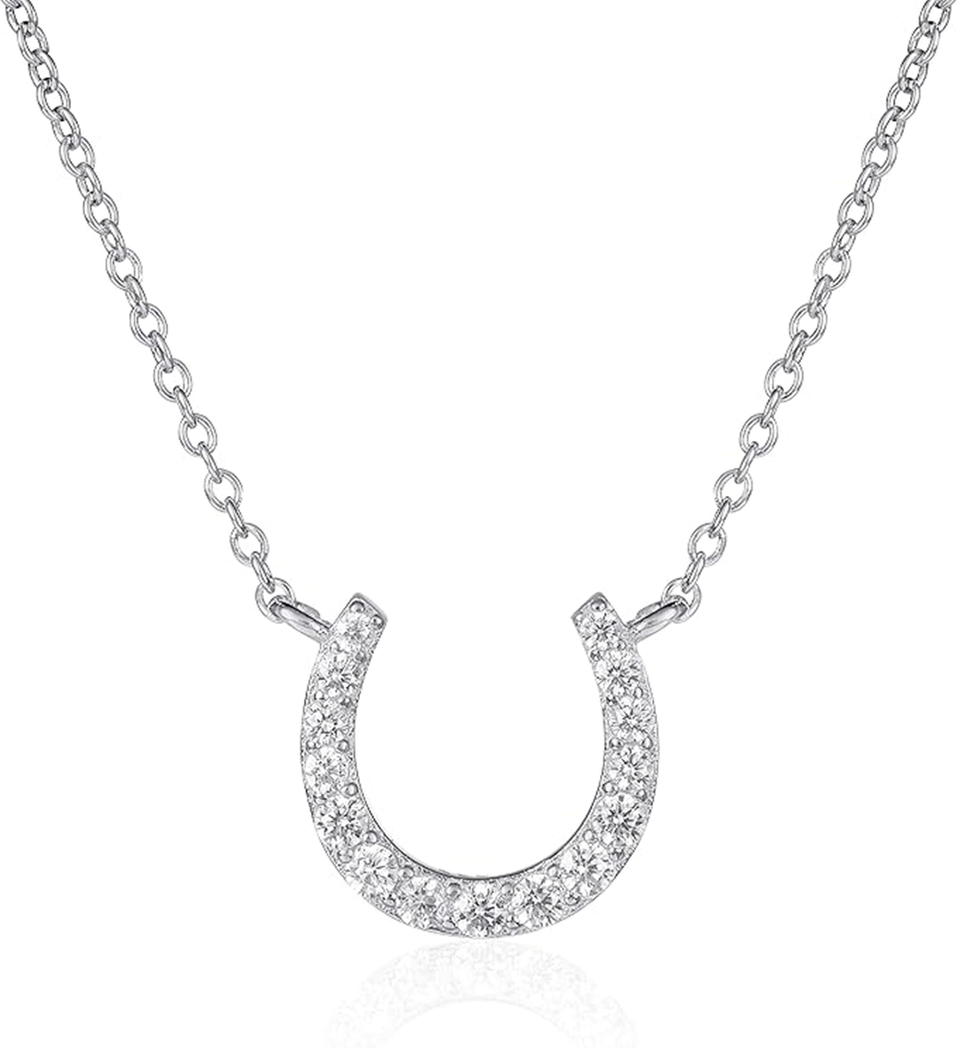 Jumpeak Kette mit Anhänger 585 gold, Labor-Diamant-Hufeisenanhänger,Geburtstagsgeschenk, Damenhalsketteschlichte Einzelkette, geeignet für Frauen junge Mädchen