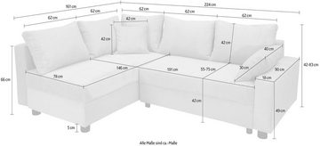 COLLECTION AB Ecksofa 30 Jahre Jubiläums-Modell Parma L-Form, inkl. Bettfunktion und Bettkasten, in Cord, frei stellbar