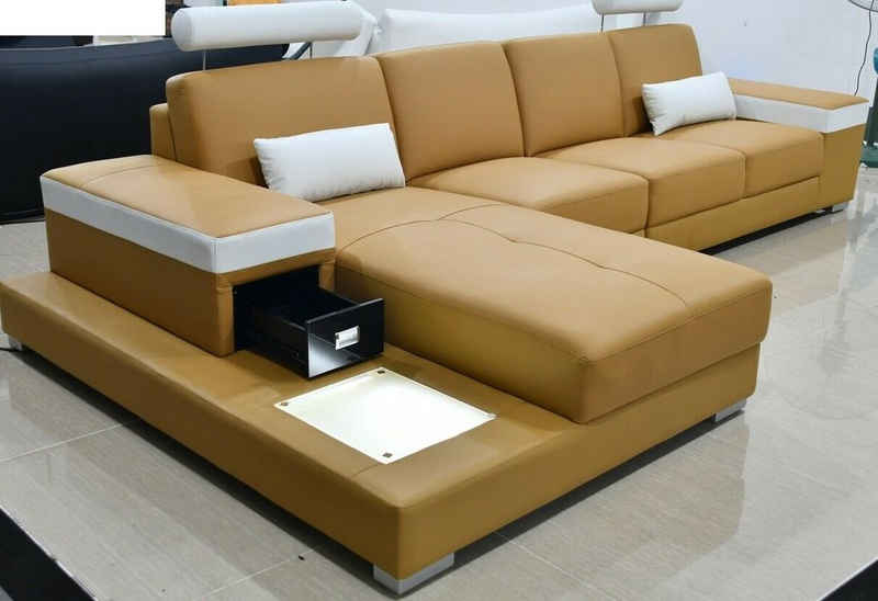 JVmoebel Ecksofa, Design Esk Ecksofa Lform Modern Sofas Ledersofa Couch Sofort