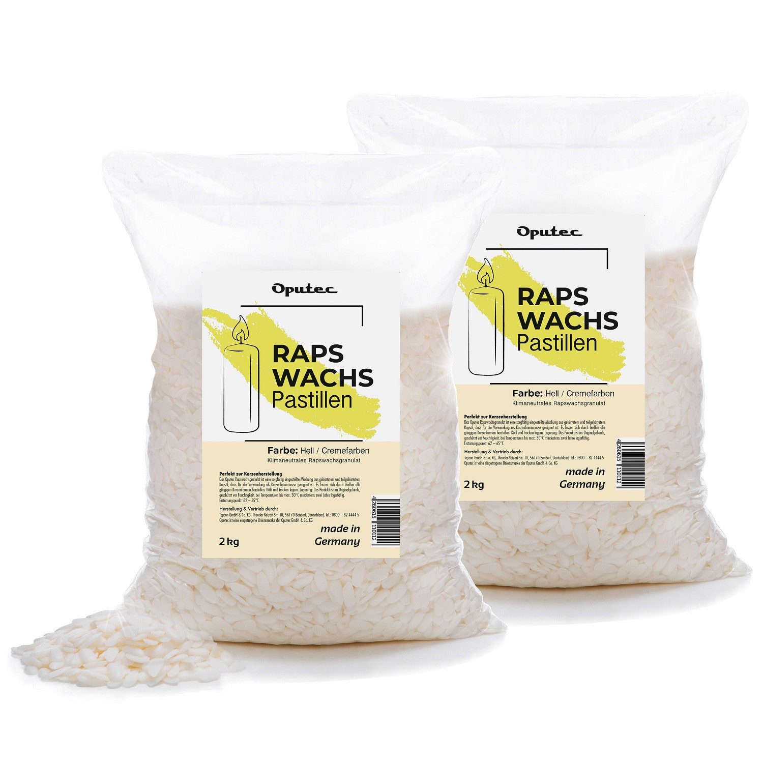 Bastelnaturmaterial 4 KG Raps-Kerzenwachs Pastillen – Cremefarbenes Wachs zum Gießen