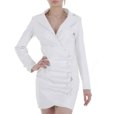 Ital-Design Bleistiftkleid Damen Party & Clubwear Wickel Drapiert Stretch Lederoptik Minikleid in Weiß