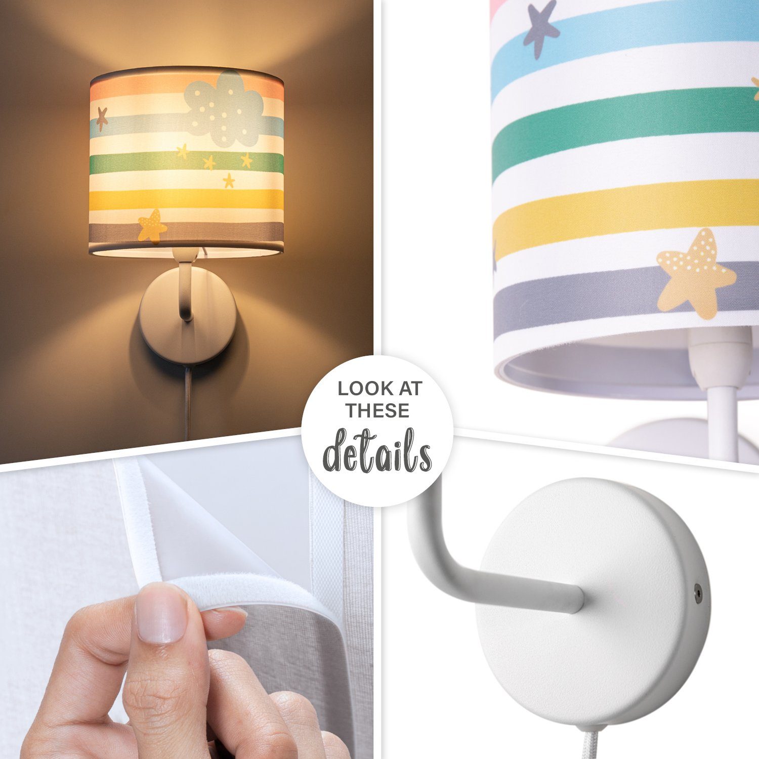 âˆ…18cm E14 Lampe Regenbogen Streifen 462, Leuchtmittel, Stecker Home Tweet Kinderzimmer ohne Wandleuchte Bunt Paco