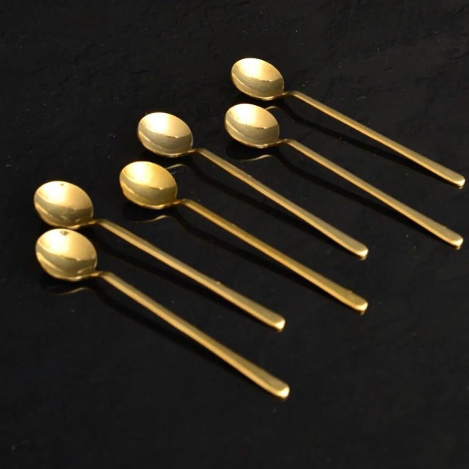 Jungengel Чайная ложка Luxus Set 6-Teilig Gold Goldlöffel Zuckerlöffel Ложки 18/10 Edelstahl (6 Stück), Edelstahl 18/10, Solide Verarbeitung, Spülmaschinenkomform