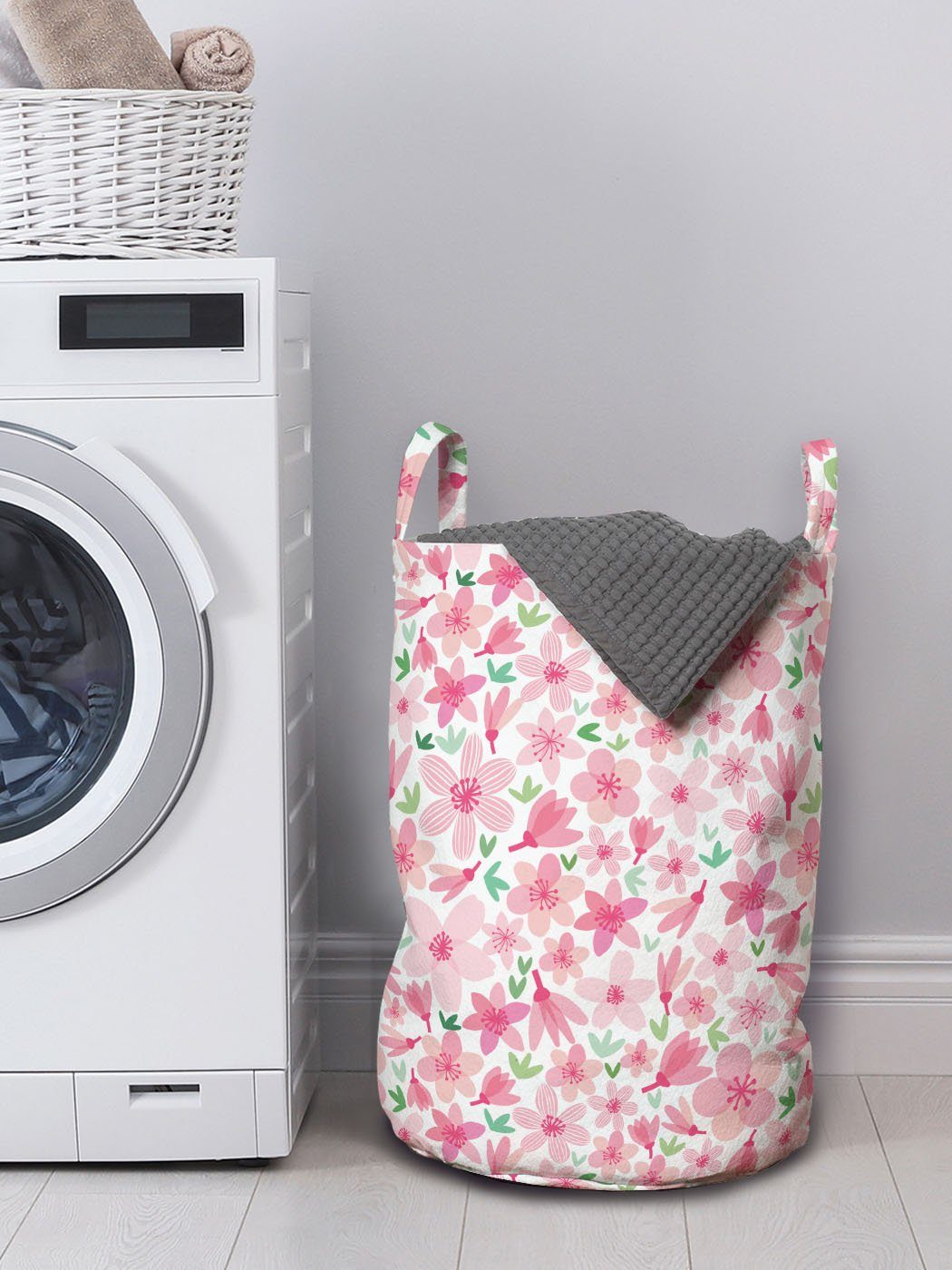 vermischter Griffen mit für Waschsalons, Blossom Wäschesäckchen Kordelzugverschluss Wäschekorb Kirschblüte Abakuhaus