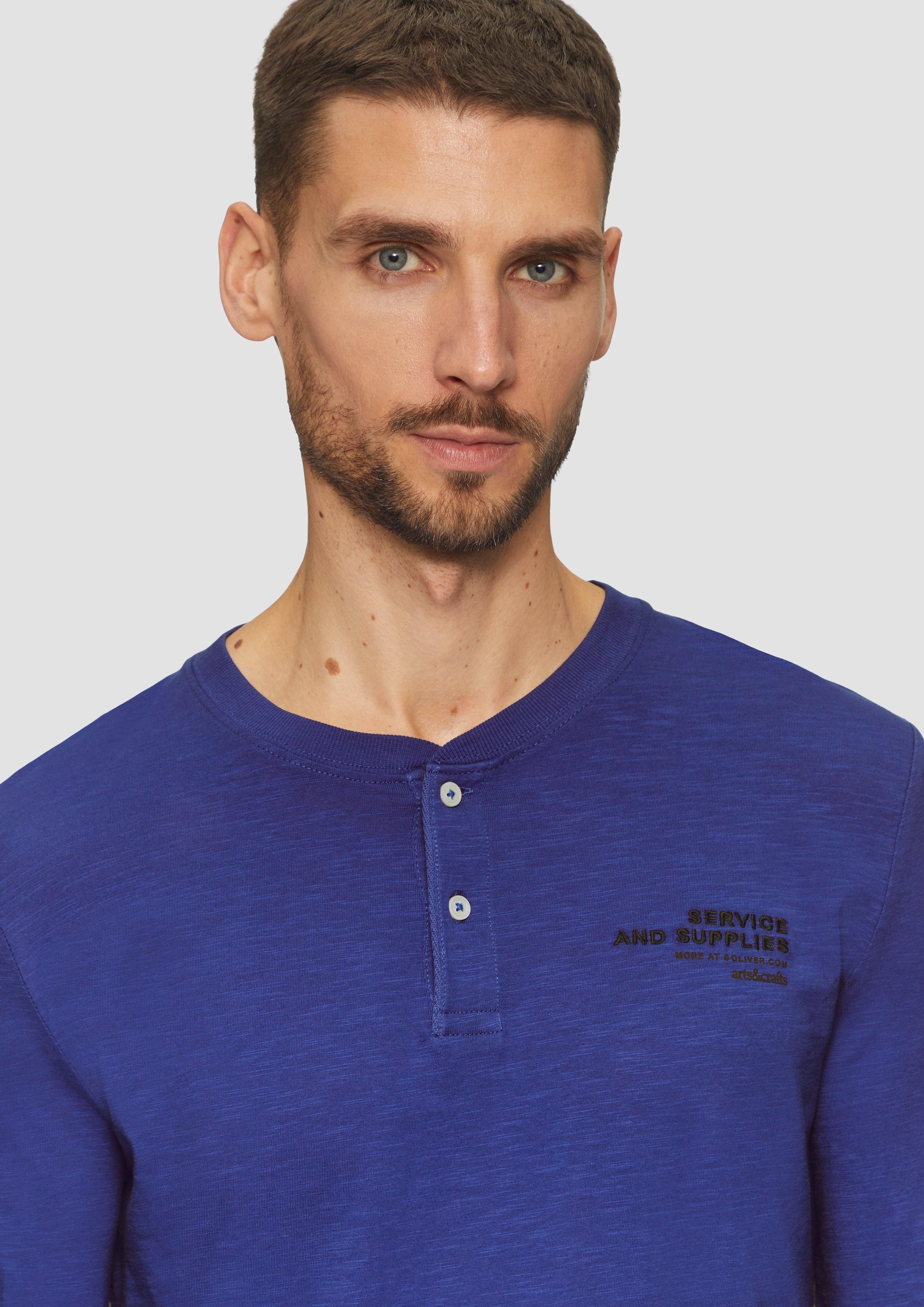 s.Oliver Langarmshirt Henley-Shirt mit Flammgarnstruktur und günstig online kaufen